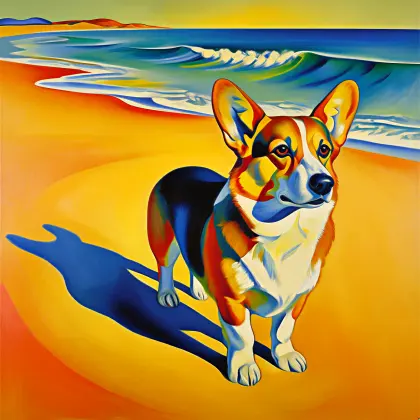 Pembroke Welsh corgi surrealist portrait