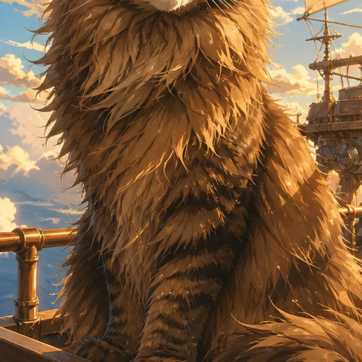 Custom anime portrait of a Maine Coon with tufted ears and large size