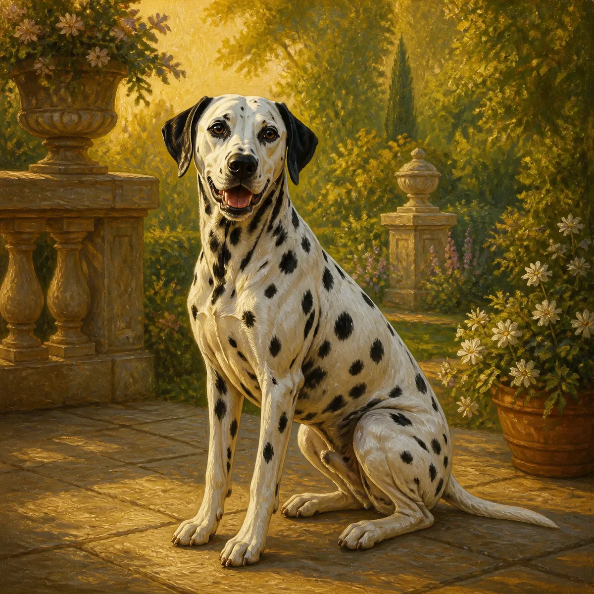 Custom oil painting portrait of a Dalmatian, white with black spots