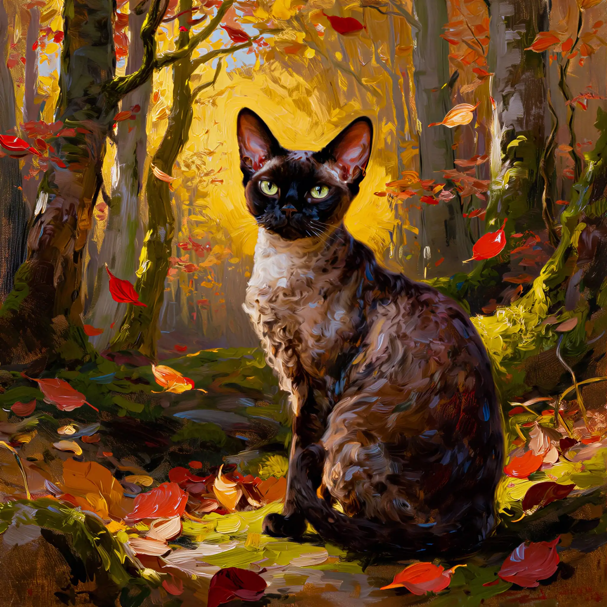Custom oil painting portrait of a Devon Rex