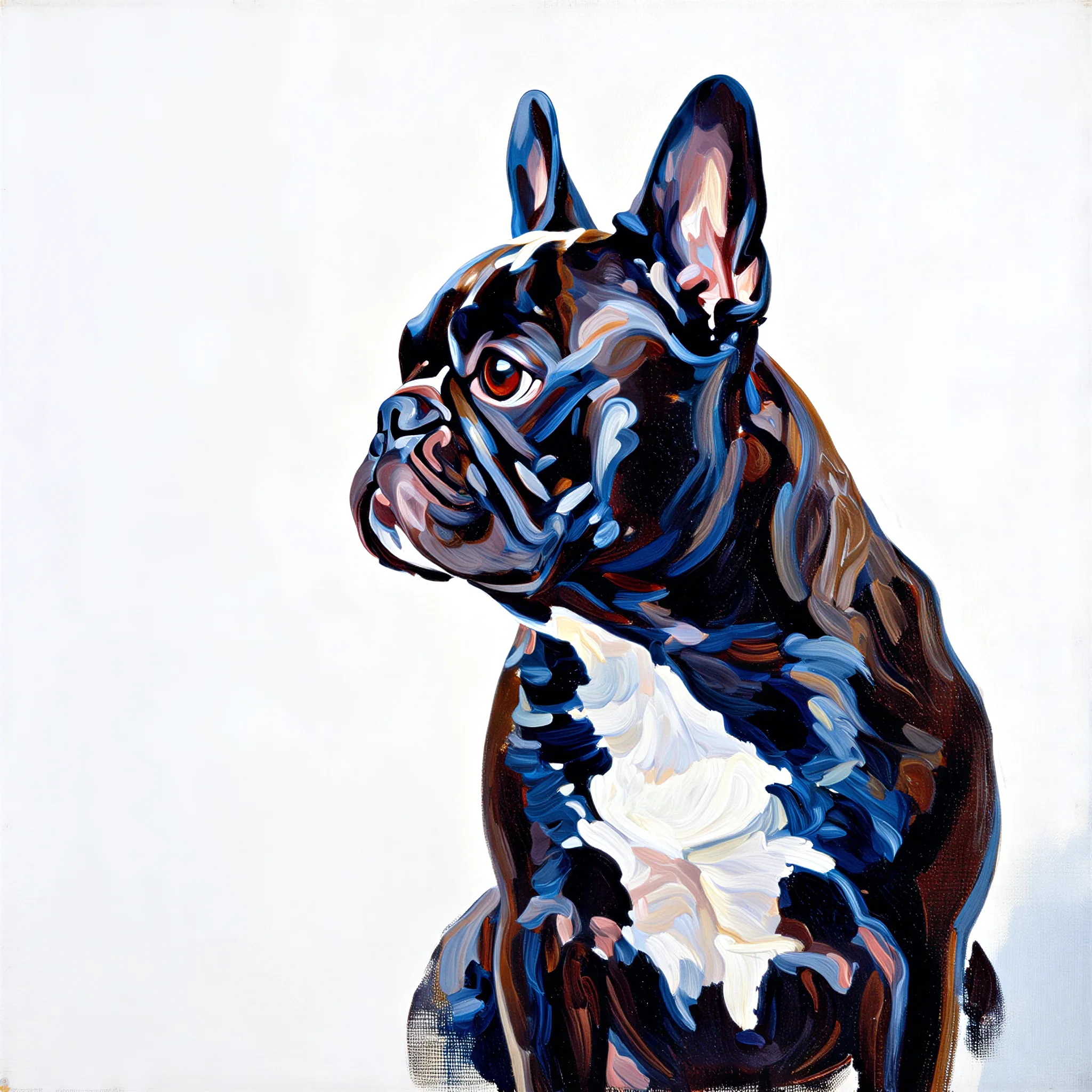 Custom oil painting portrait of a French Bulldog