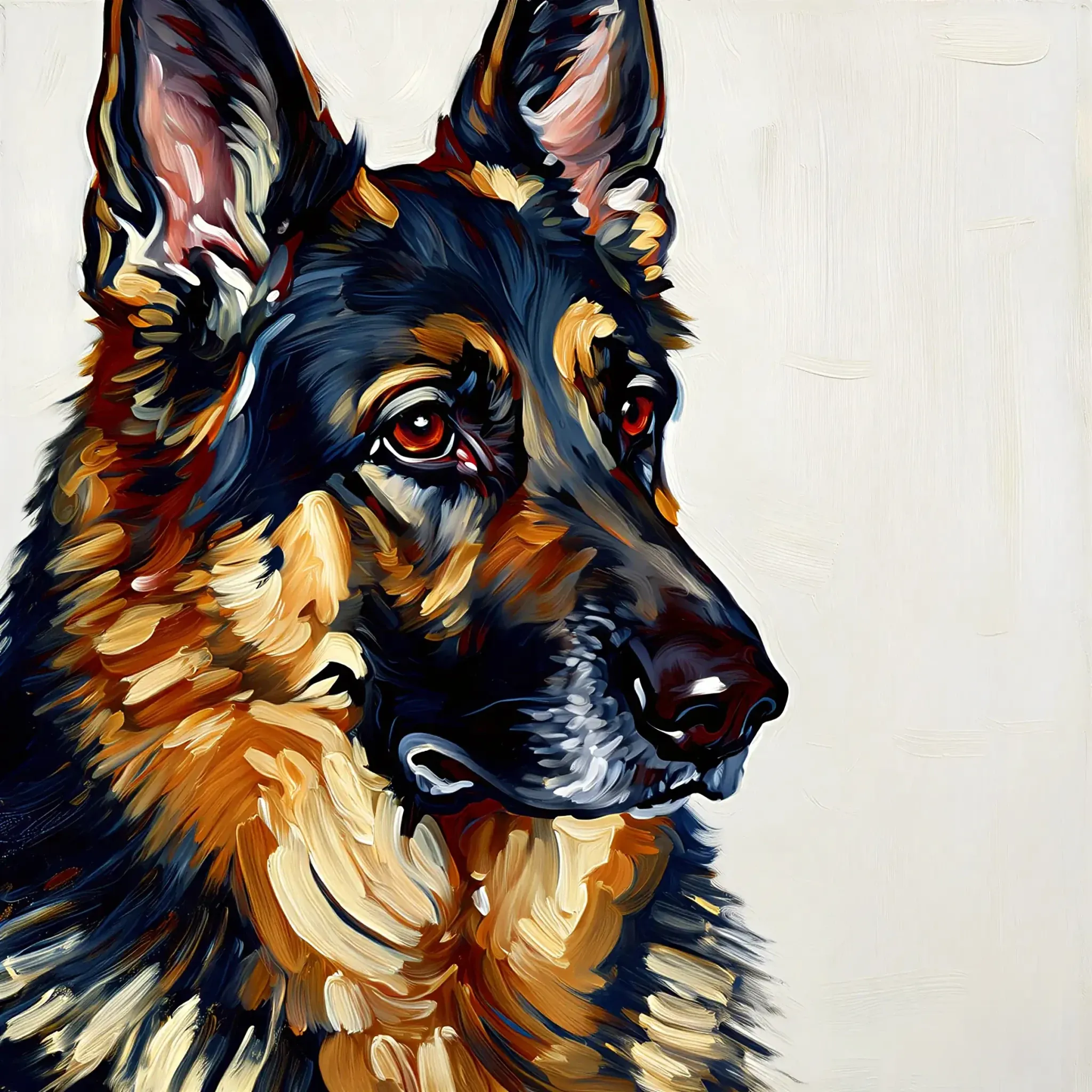 Custom oil painting portrait of a German Shepherd