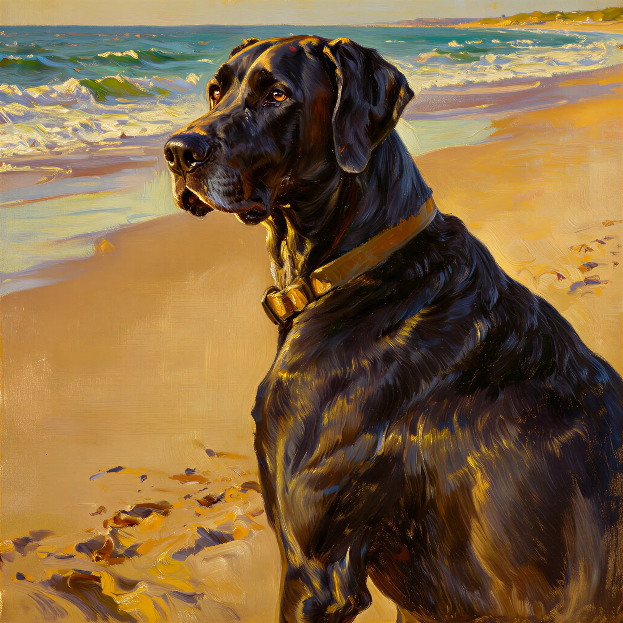 Custom oil painting portrait of a Great Dane