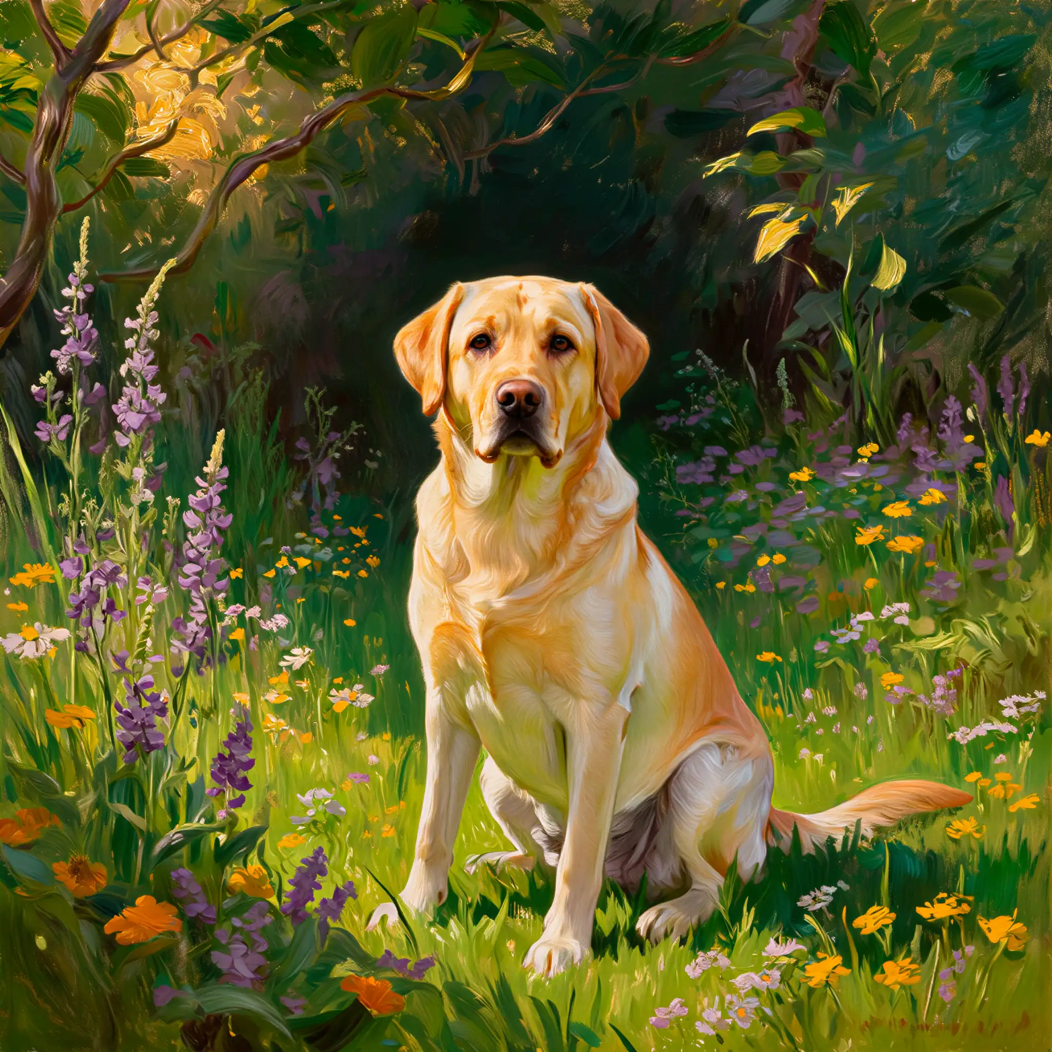 Custom oil painting portrait of a Labrador Retriever