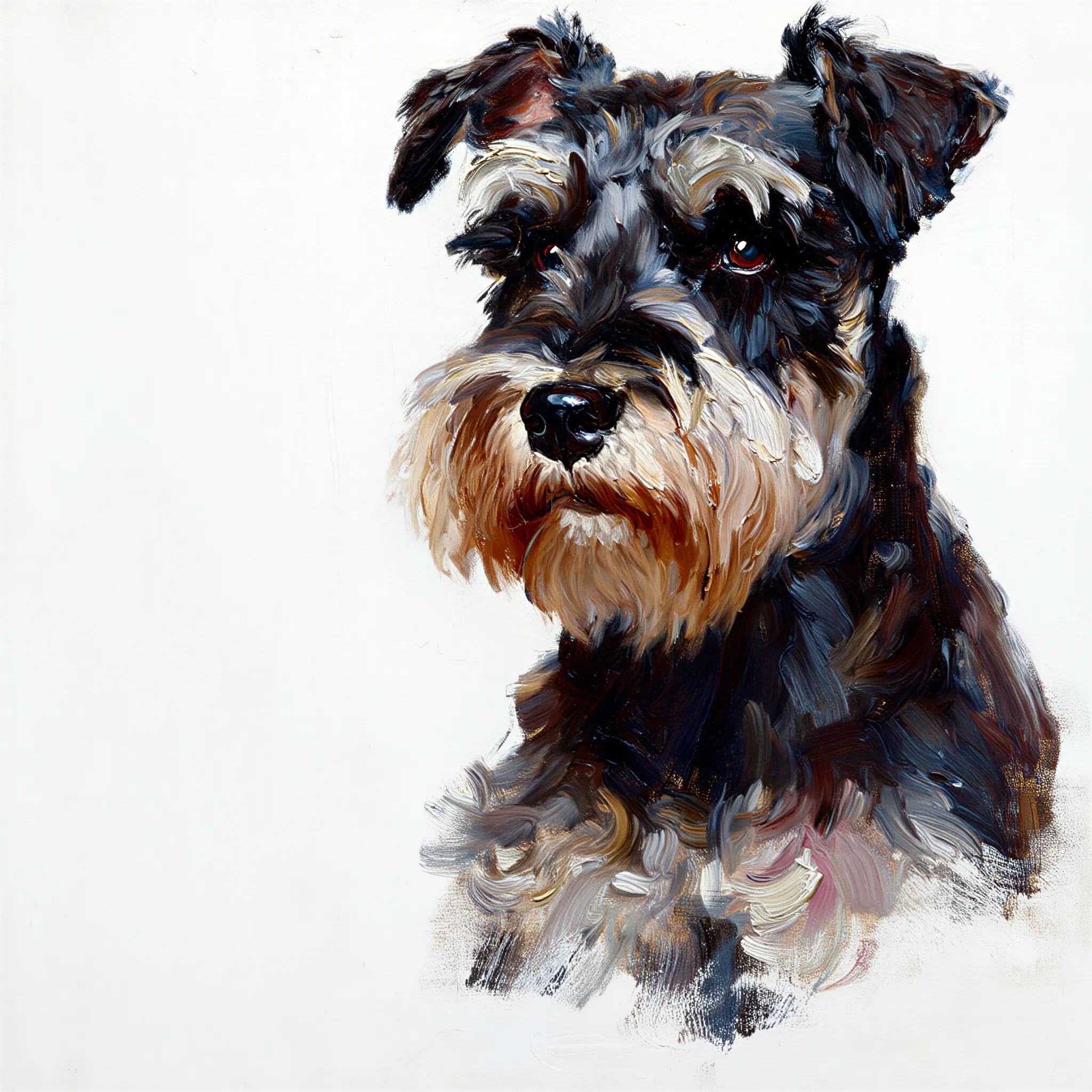 Custom oil painting portrait of a Miniature Schnauzer