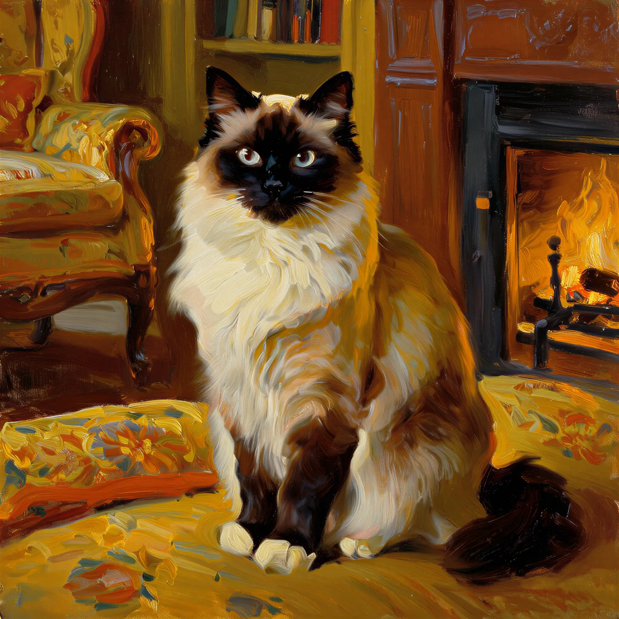 Custom oil painting portrait of a Ragdoll