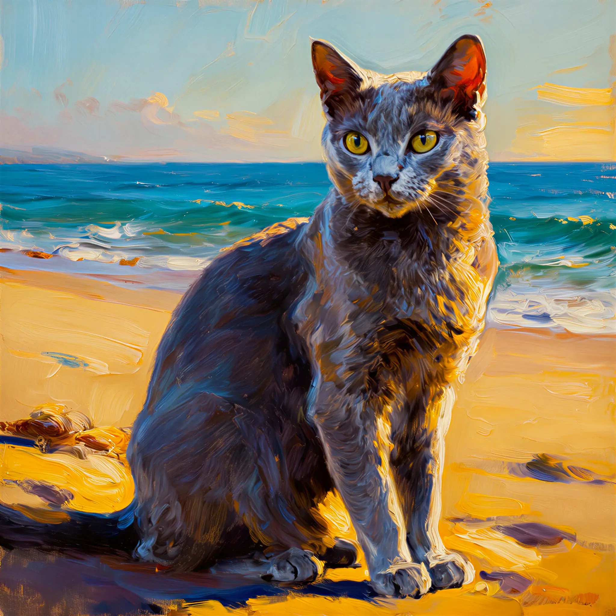 Custom oil painting portrait of a Russian Blue