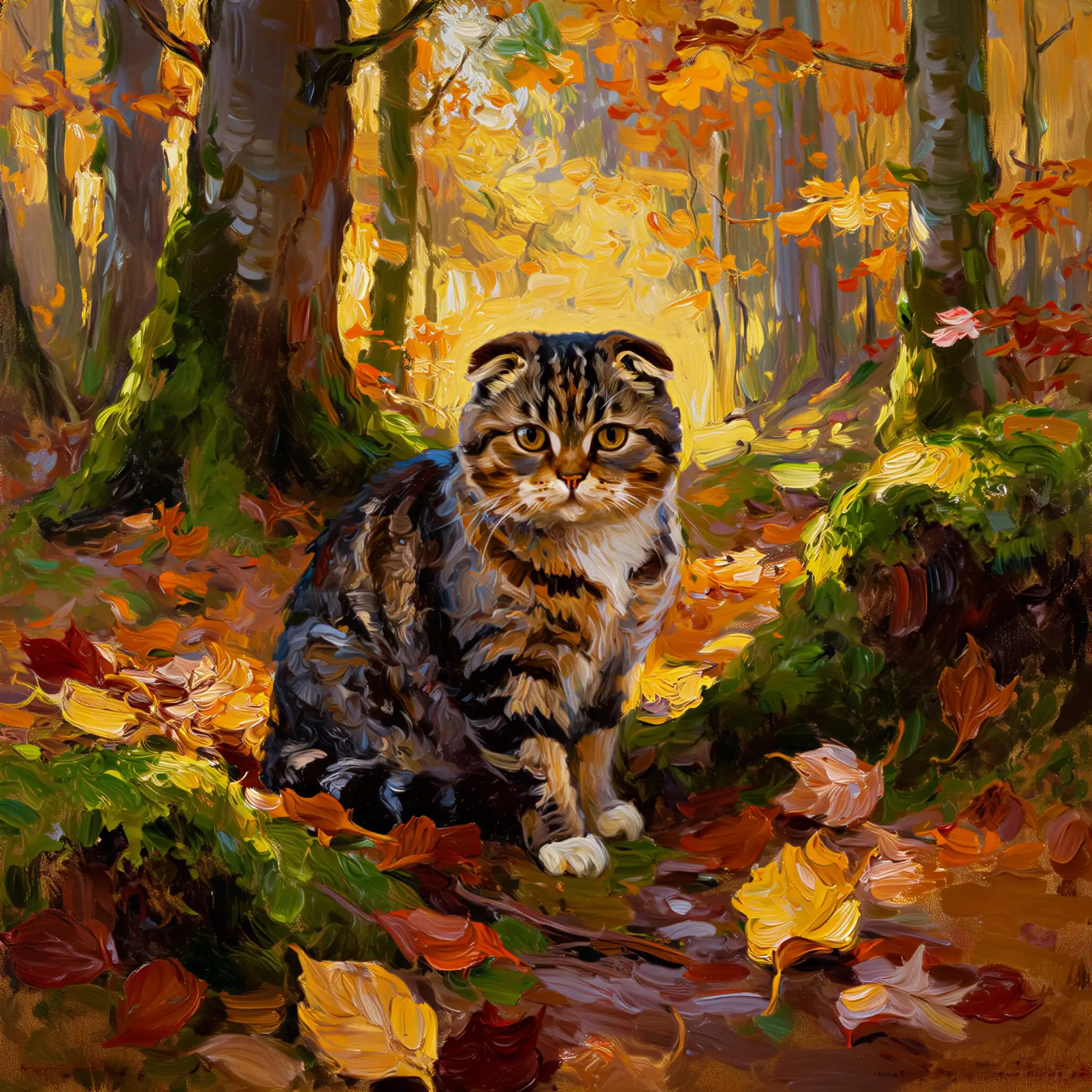 Custom oil painting portrait of a Scottish Fold