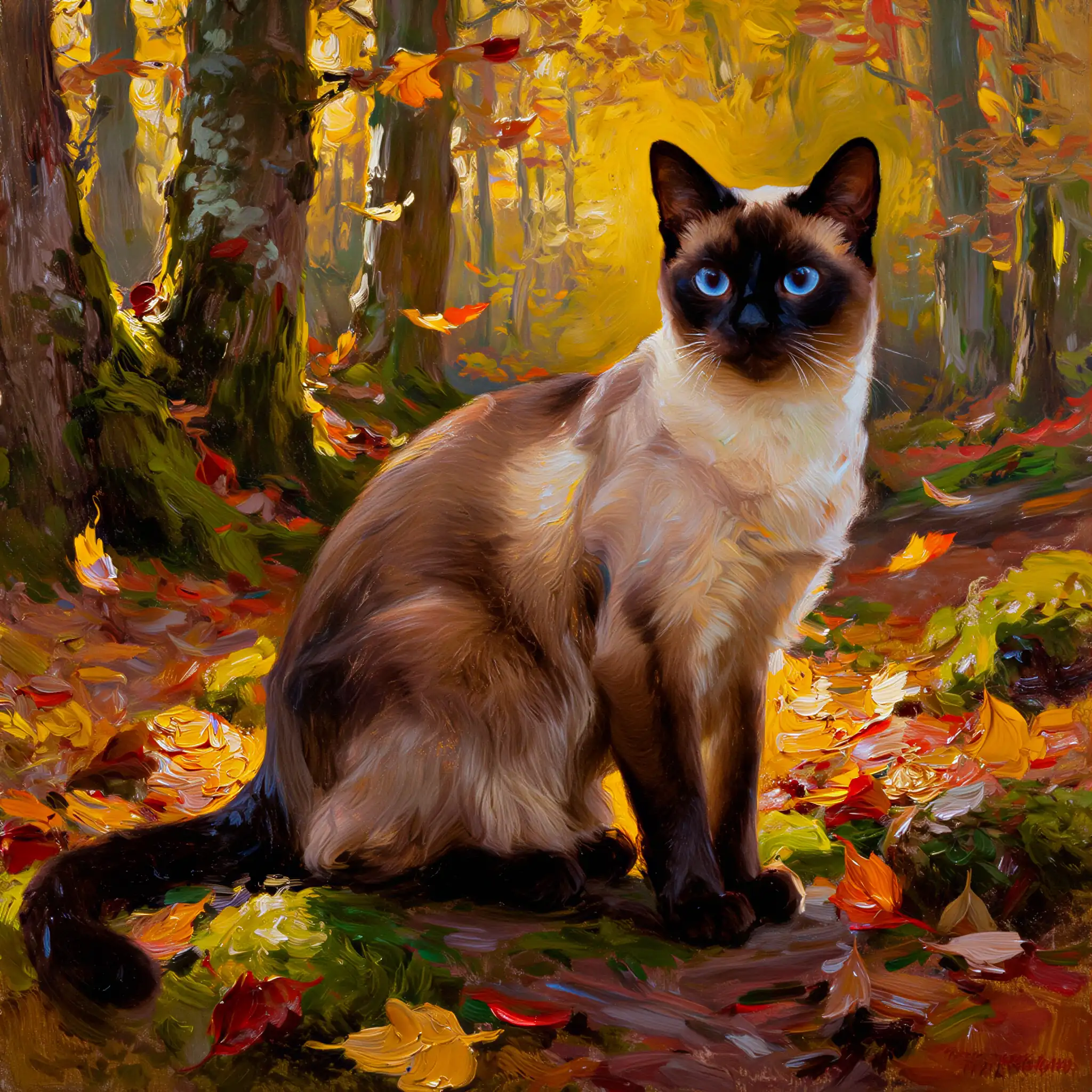 Custom oil painting portrait of a Siamese