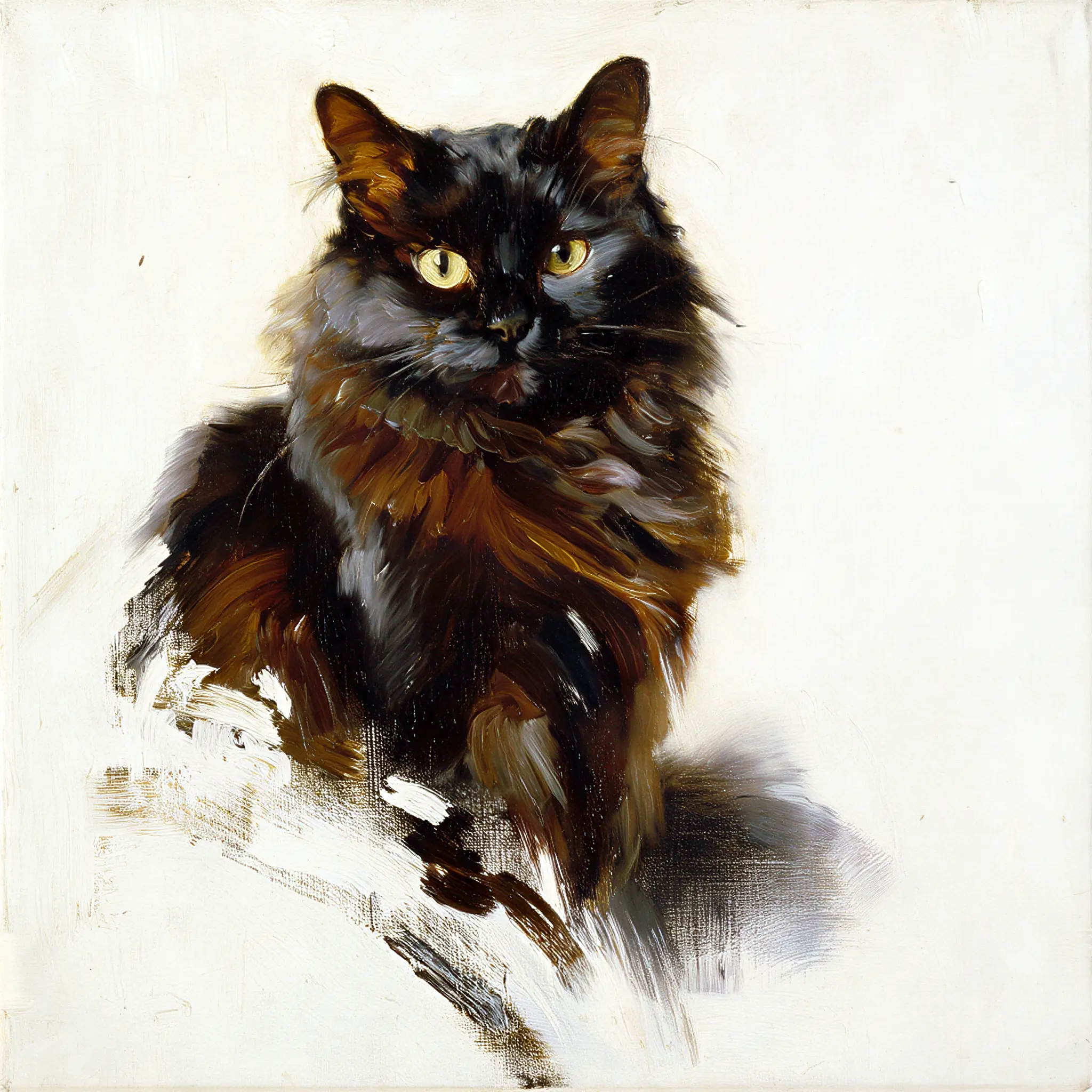 Custom oil painting portrait of a Turkish Angora