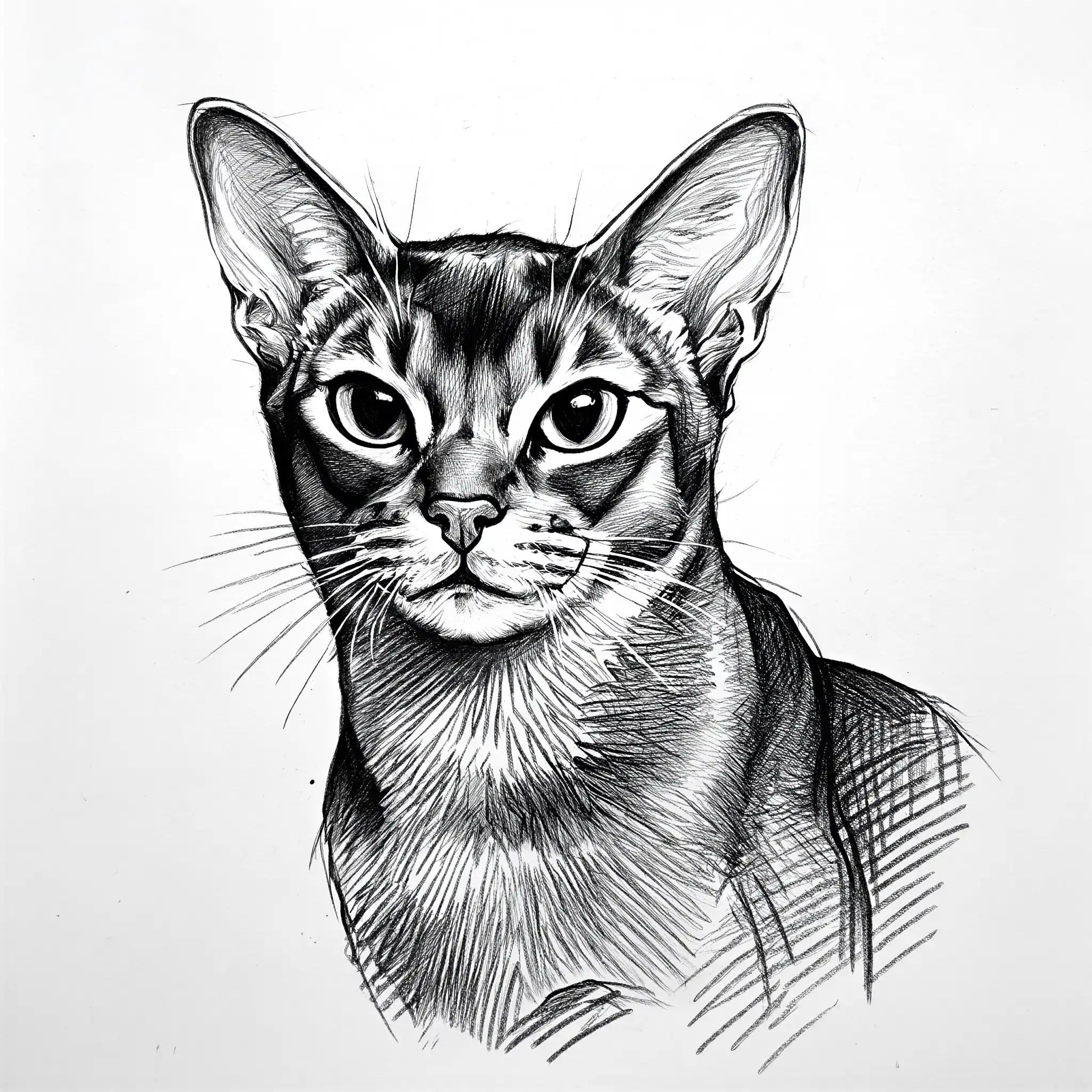 Custom pencil sketch portrait of an Abyssinian