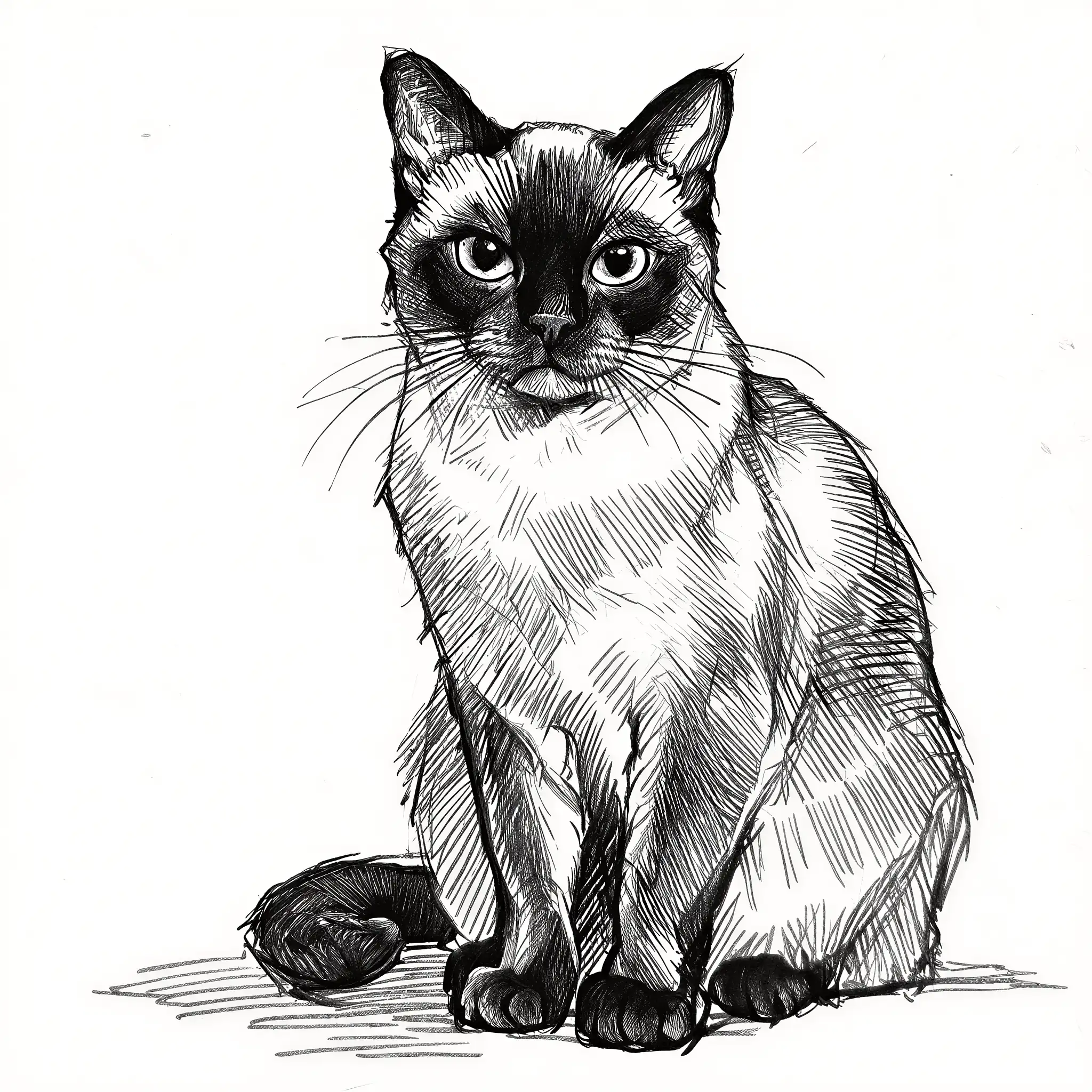 Custom pencil sketch portrait of a Birman