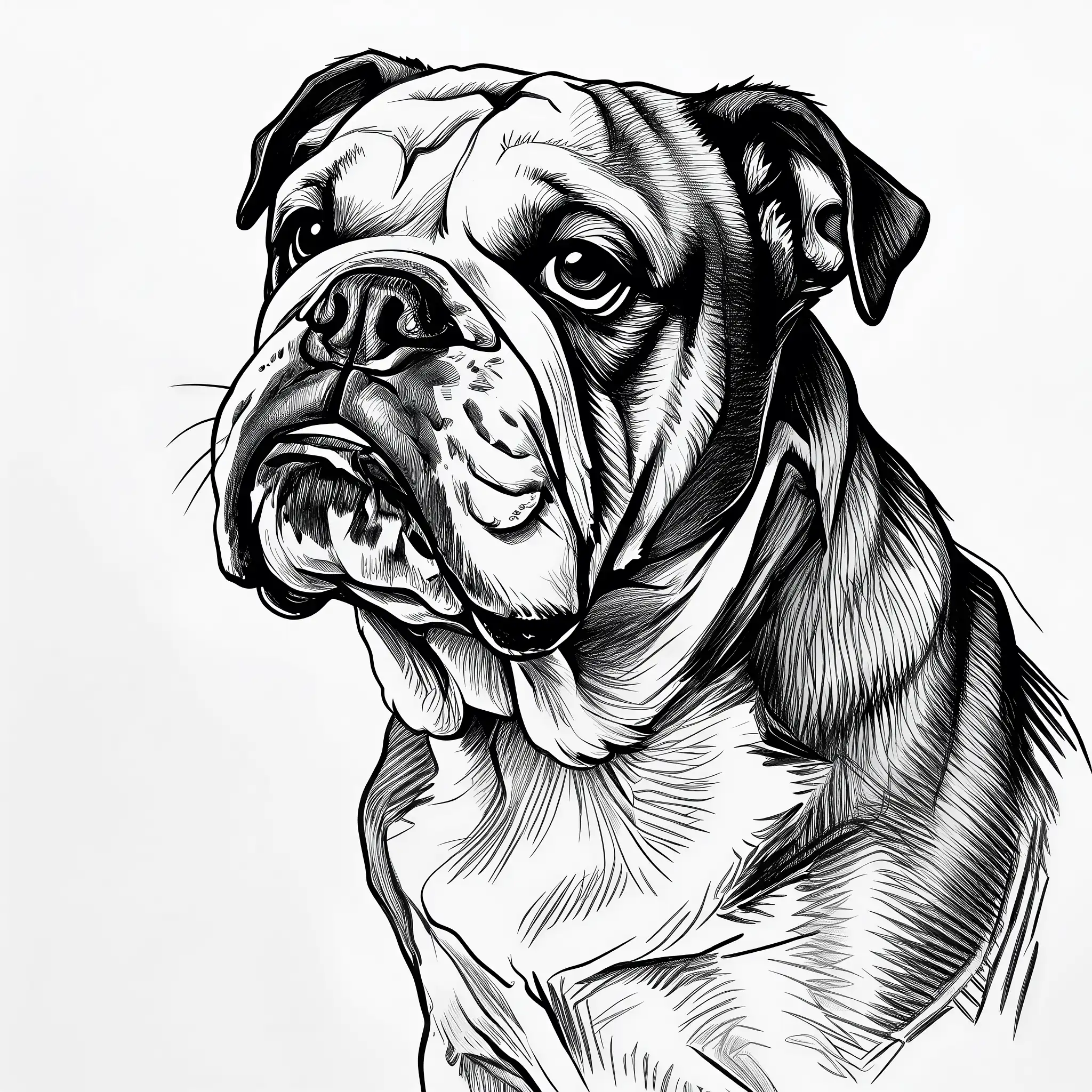 Custom pencil sketch portrait of an English Bulldog