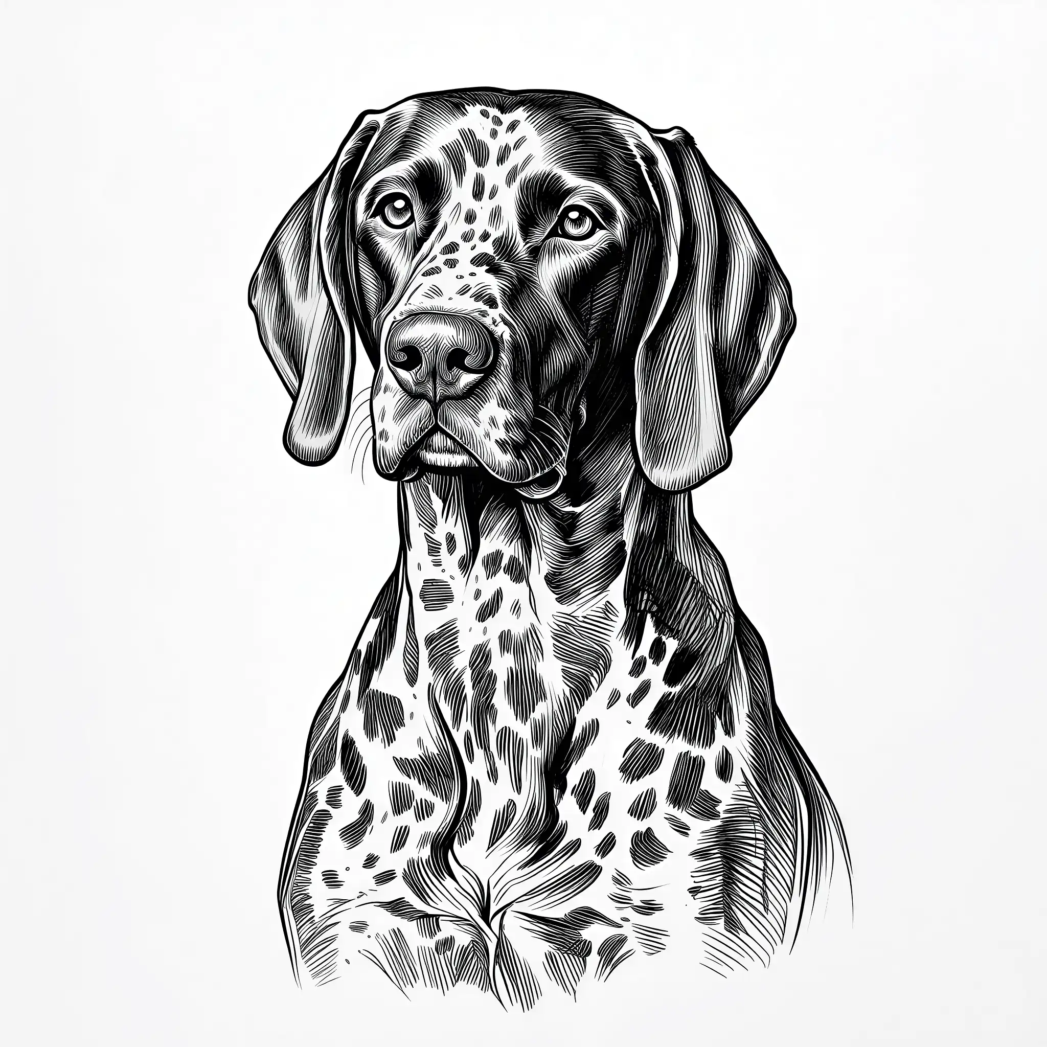 Custom pencil sketch portrait of a German Shorthaired Pointer