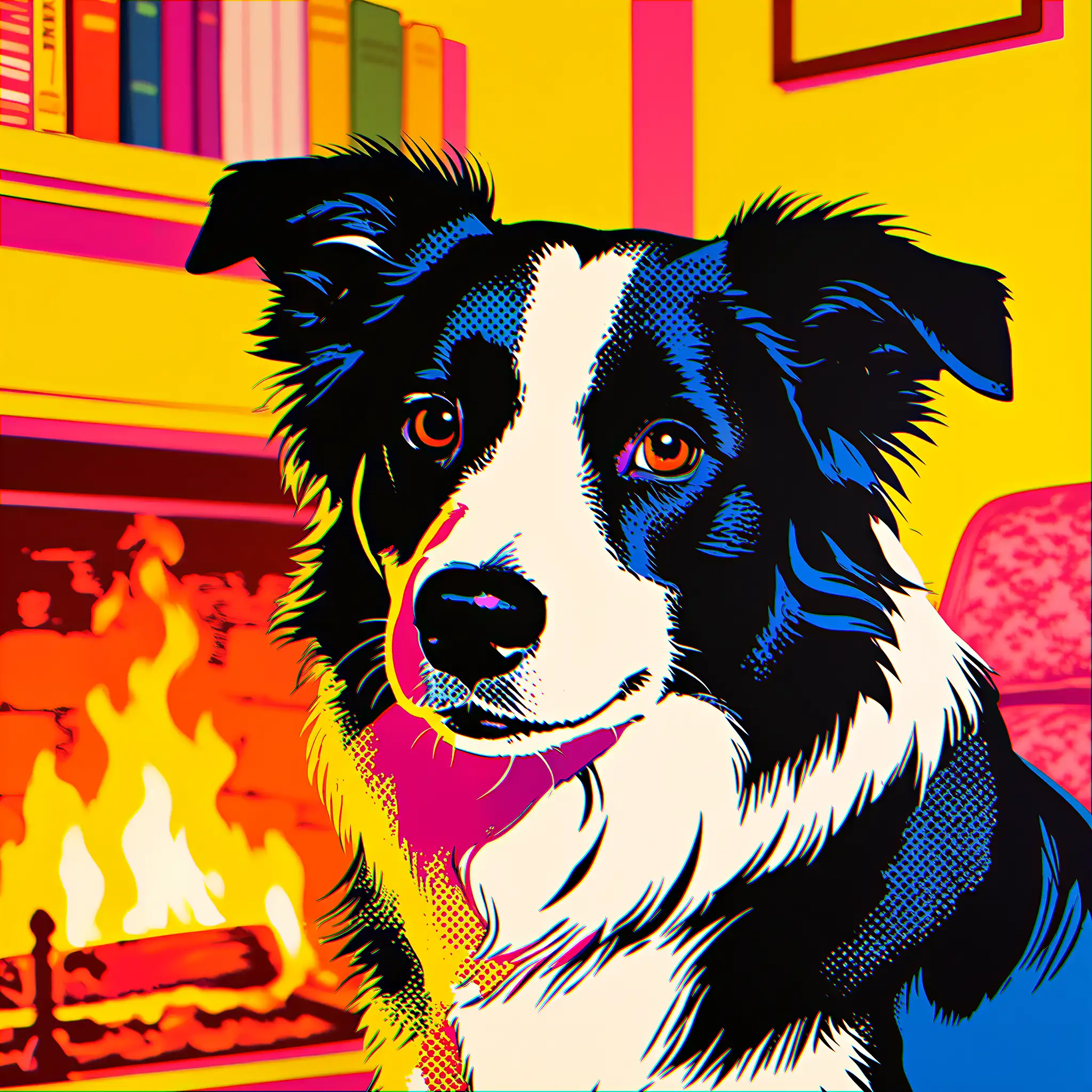 Custom pop art portrait of a Border Collie