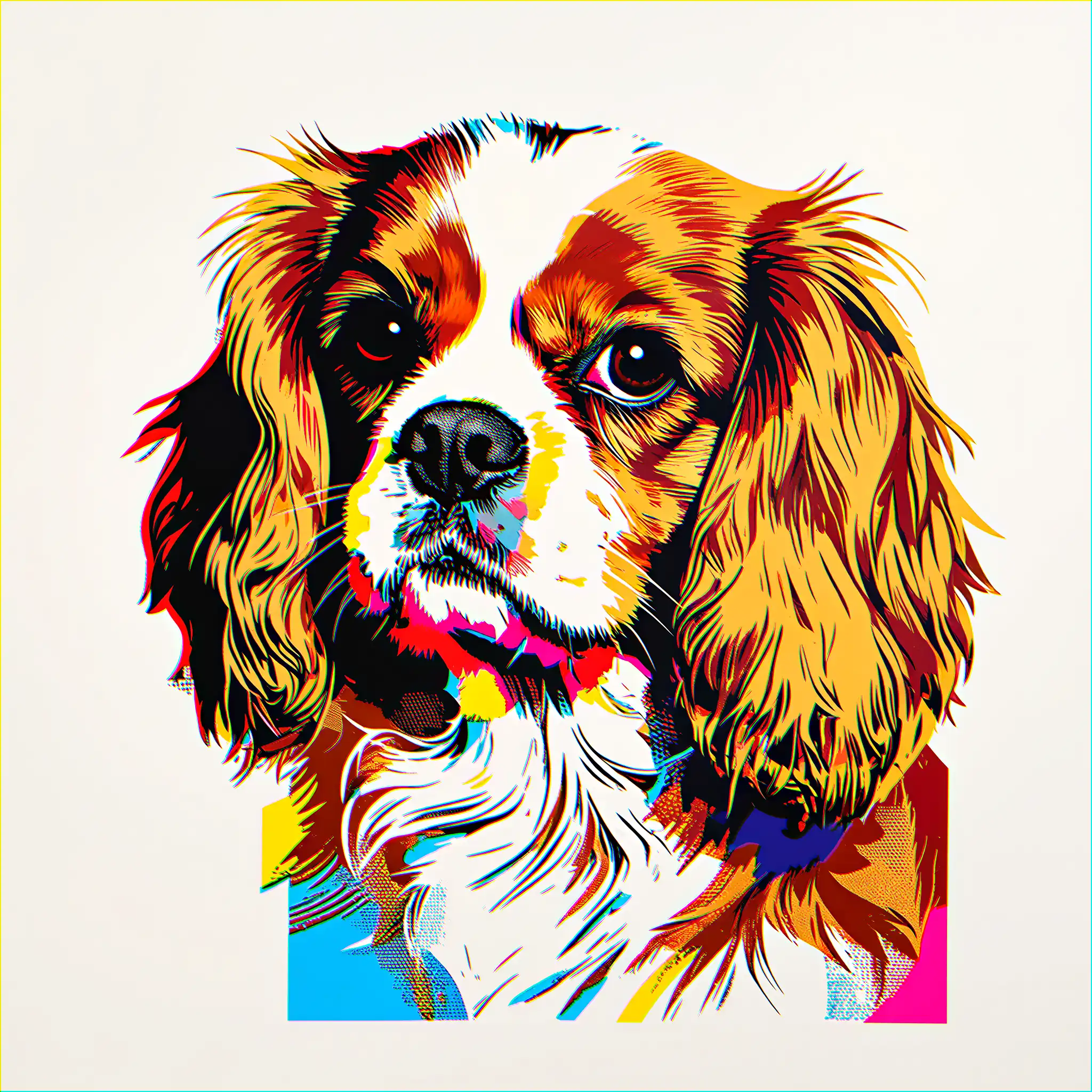 Custom pop art portrait of a Cavalier King Charles Spaniel