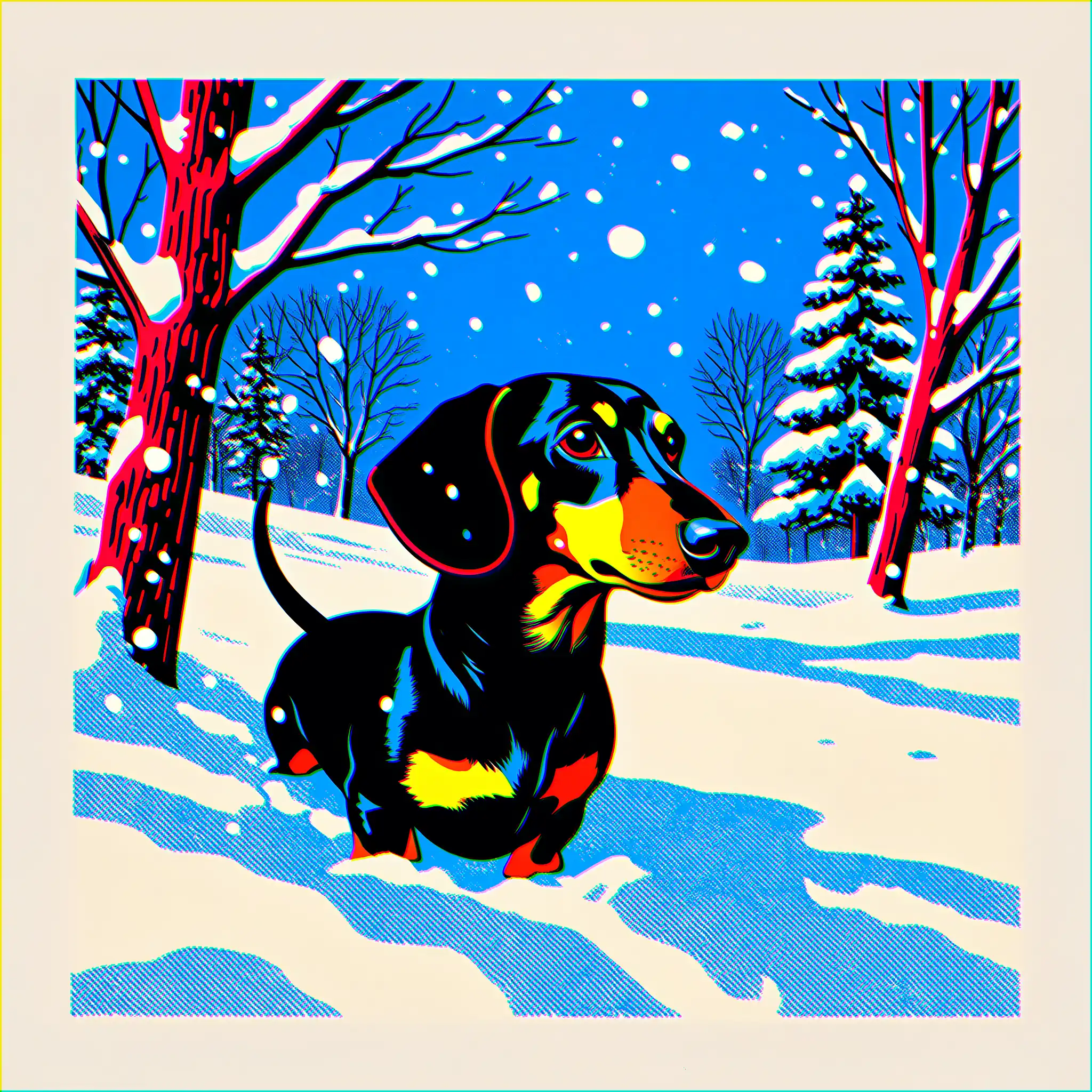 Custom pop art portrait of a Dachshund