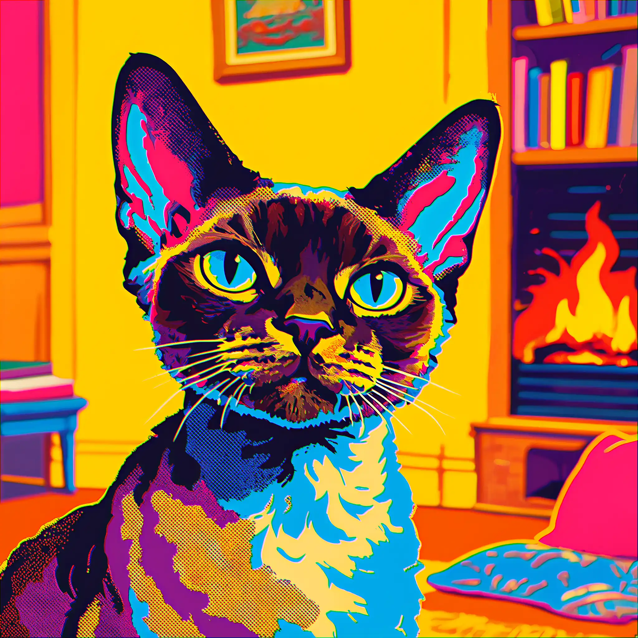 Custom pop art portrait of a Devon Rex