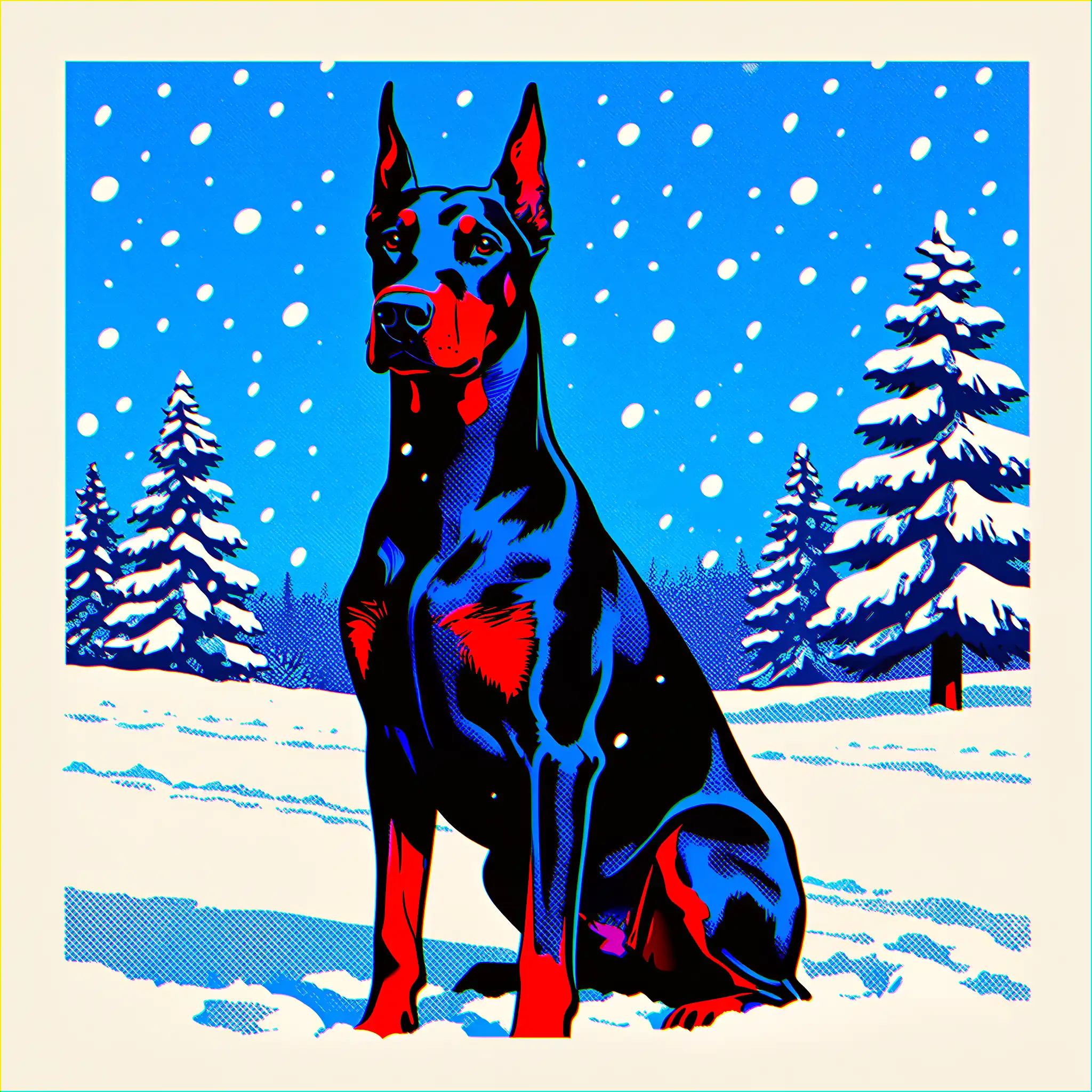 Custom pop art portrait of a Doberman Pinscher