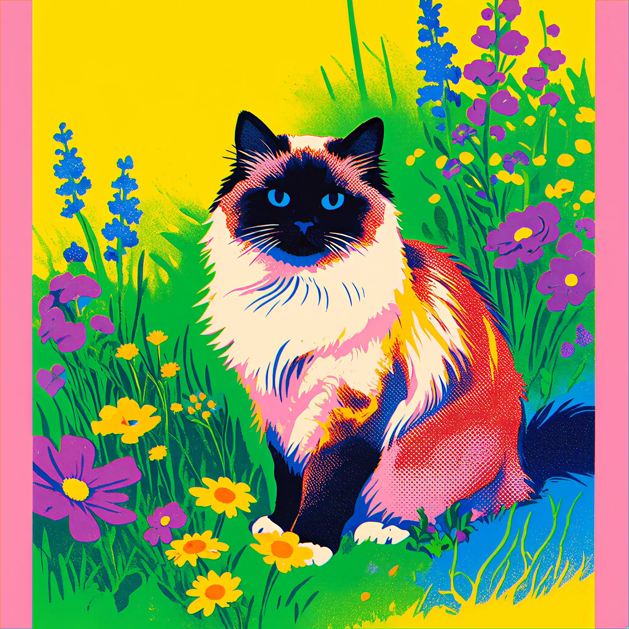 Custom pop art portrait of a Himalayan