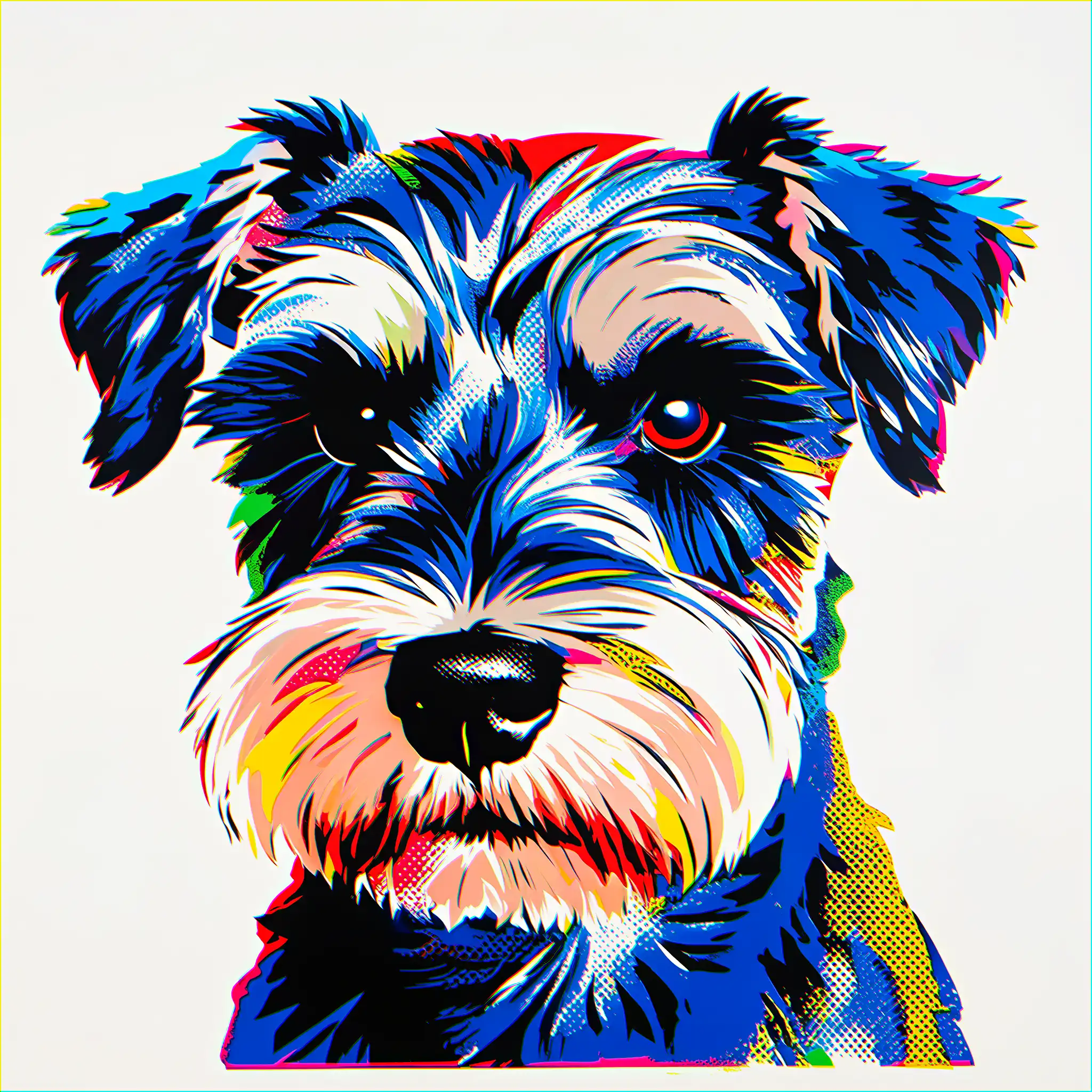 Custom pop art portrait of a Miniature Schnauzer