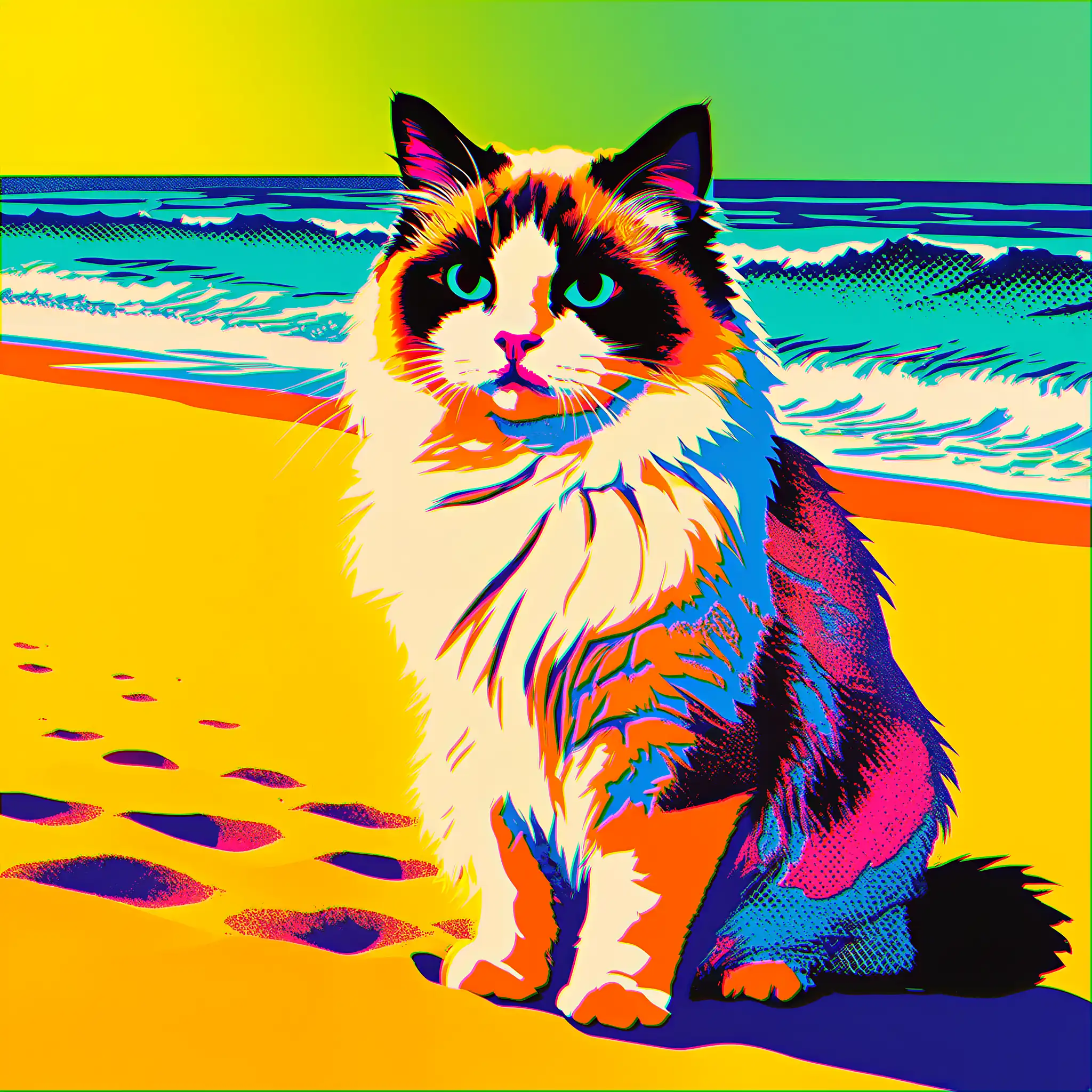 Custom pop art portrait of a Ragdoll