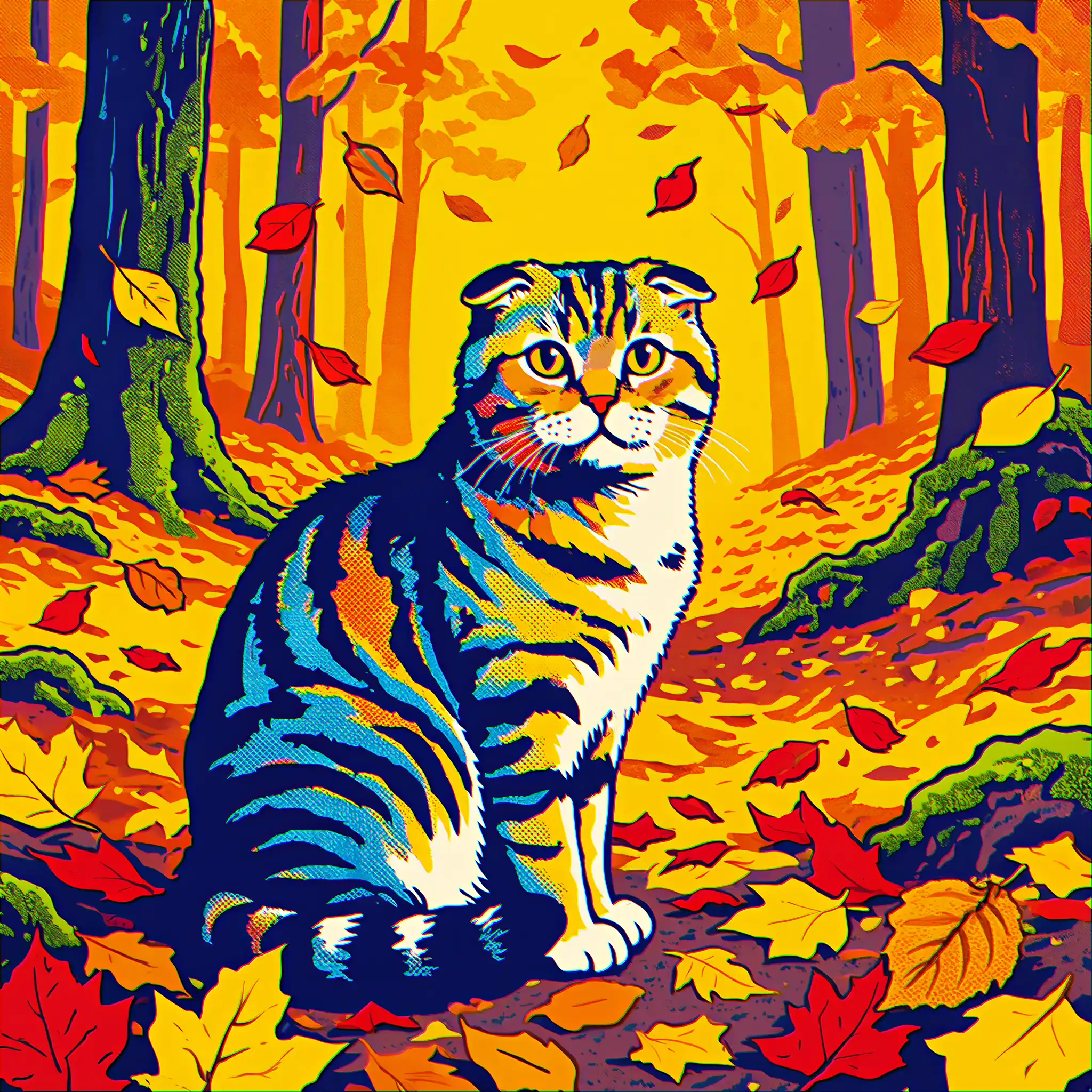 Custom pop art portrait of a Scottish Fold