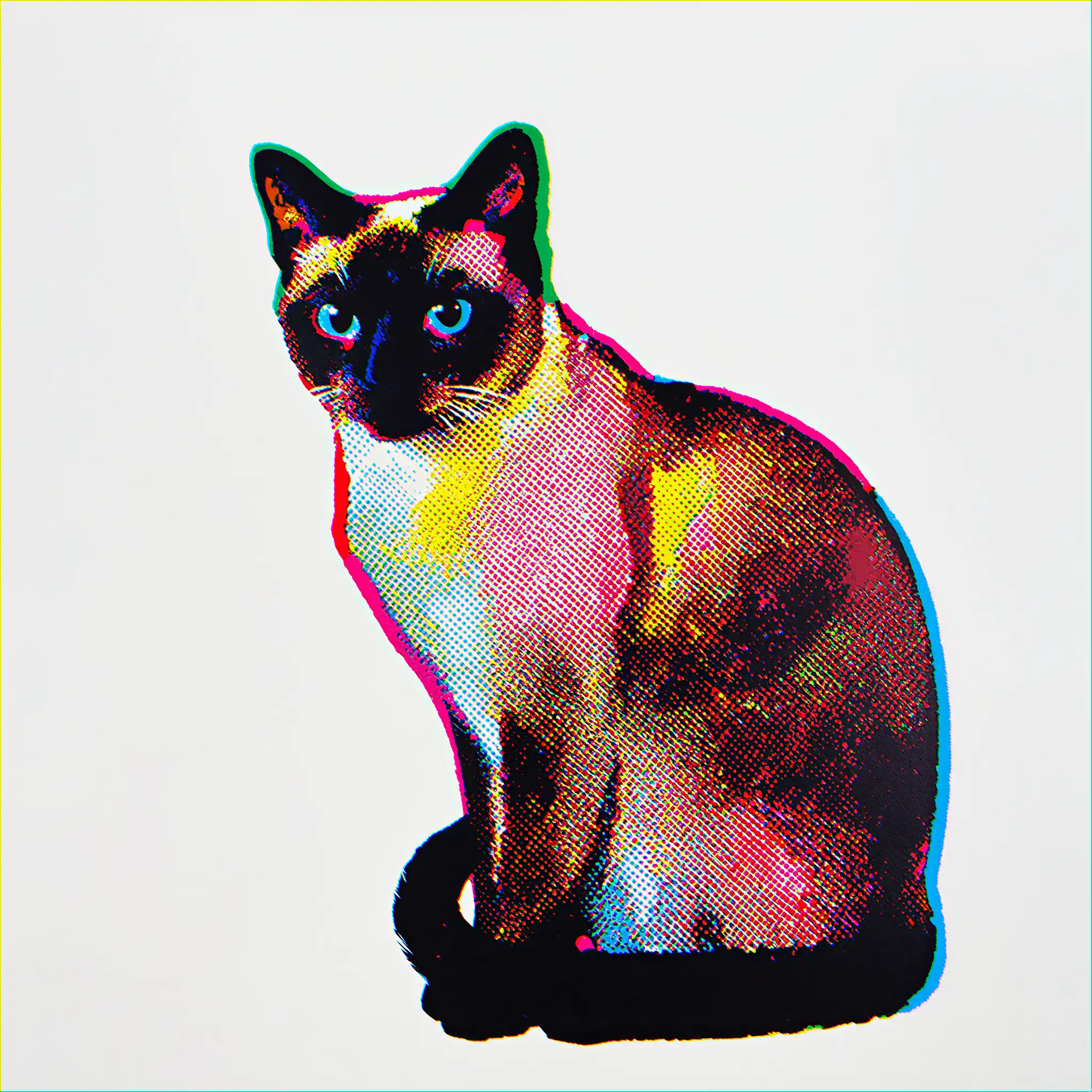 Custom pop art portrait of a Siamese