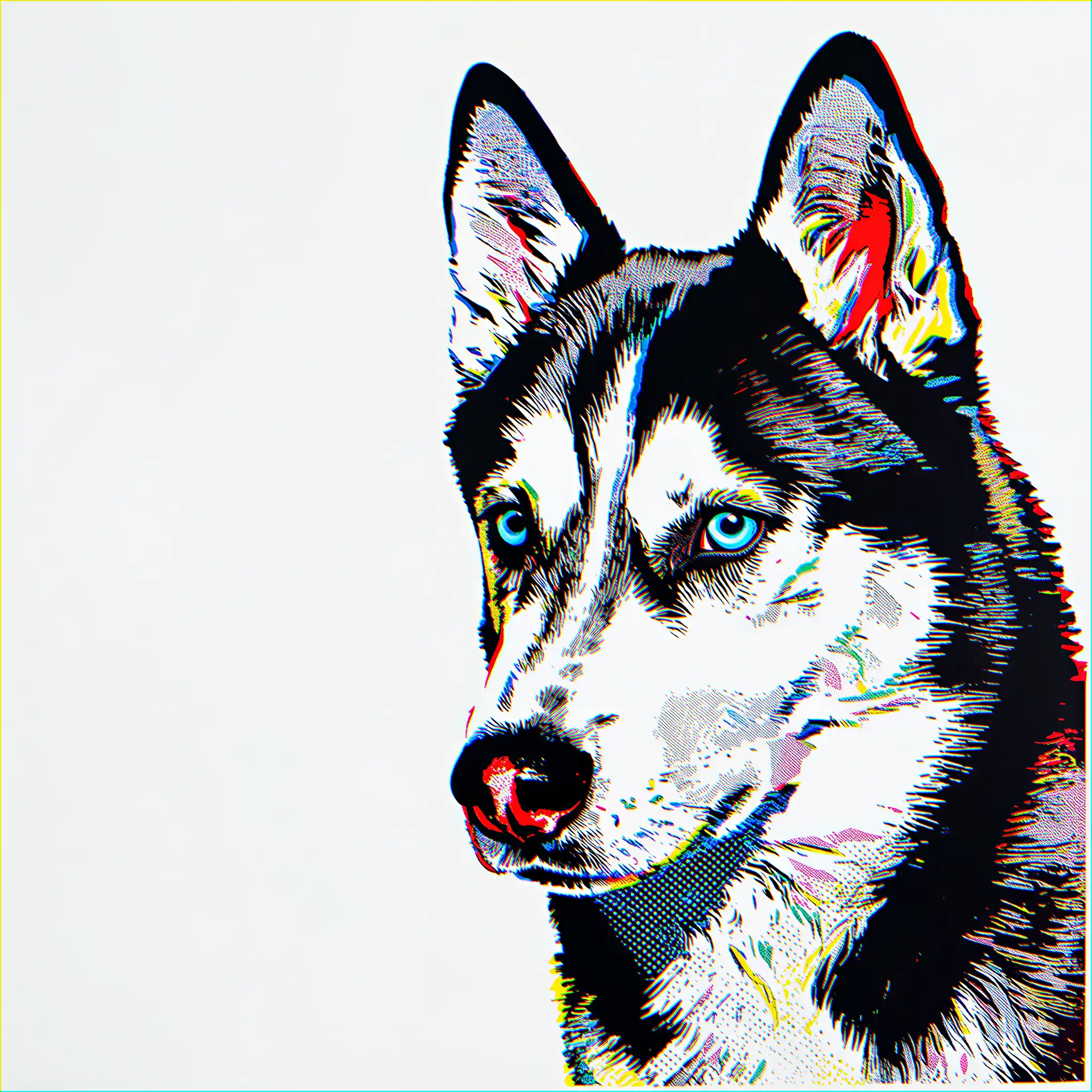 Custom pop art portrait of a Siberian Husky