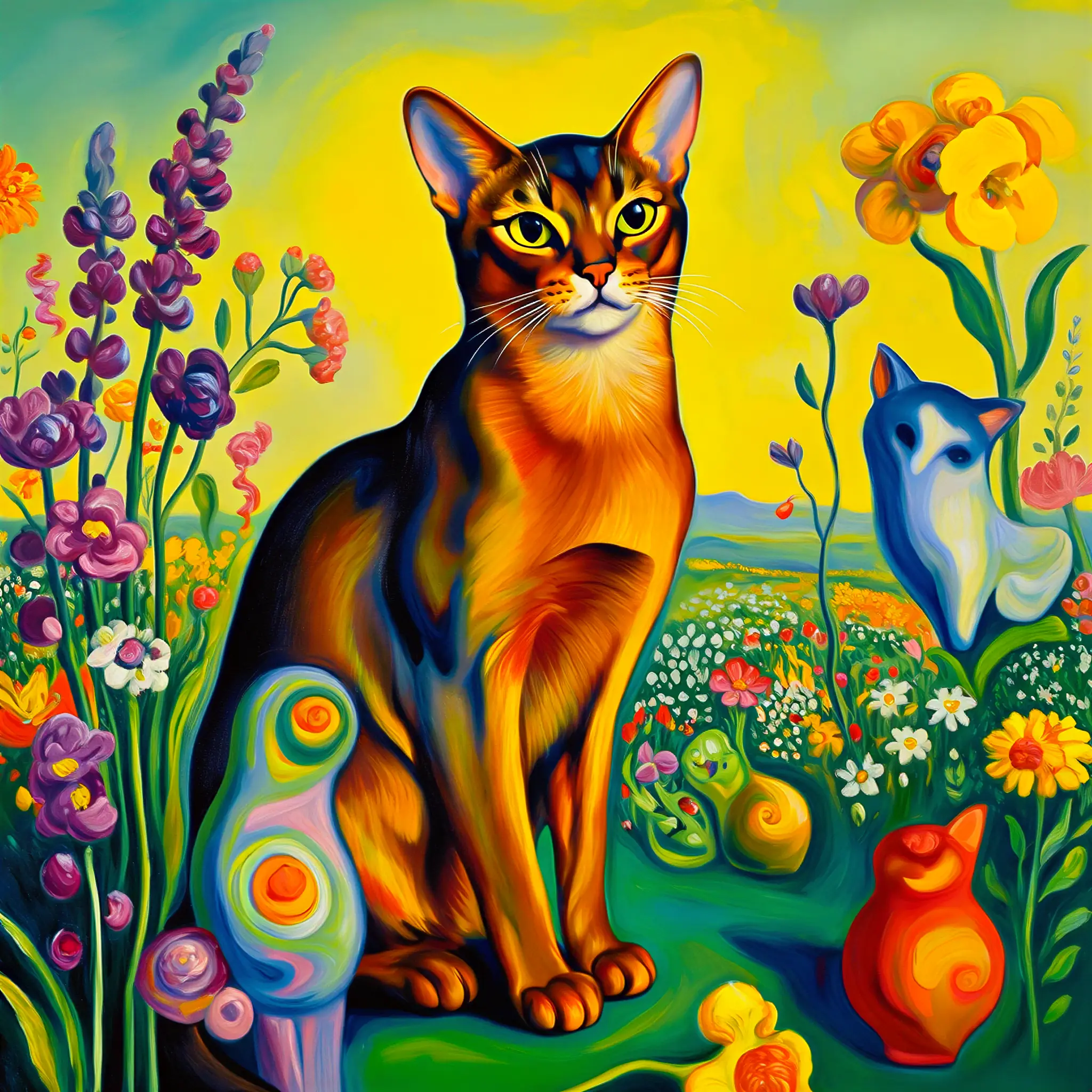 Custom surrealist portrait of an Abyssinian