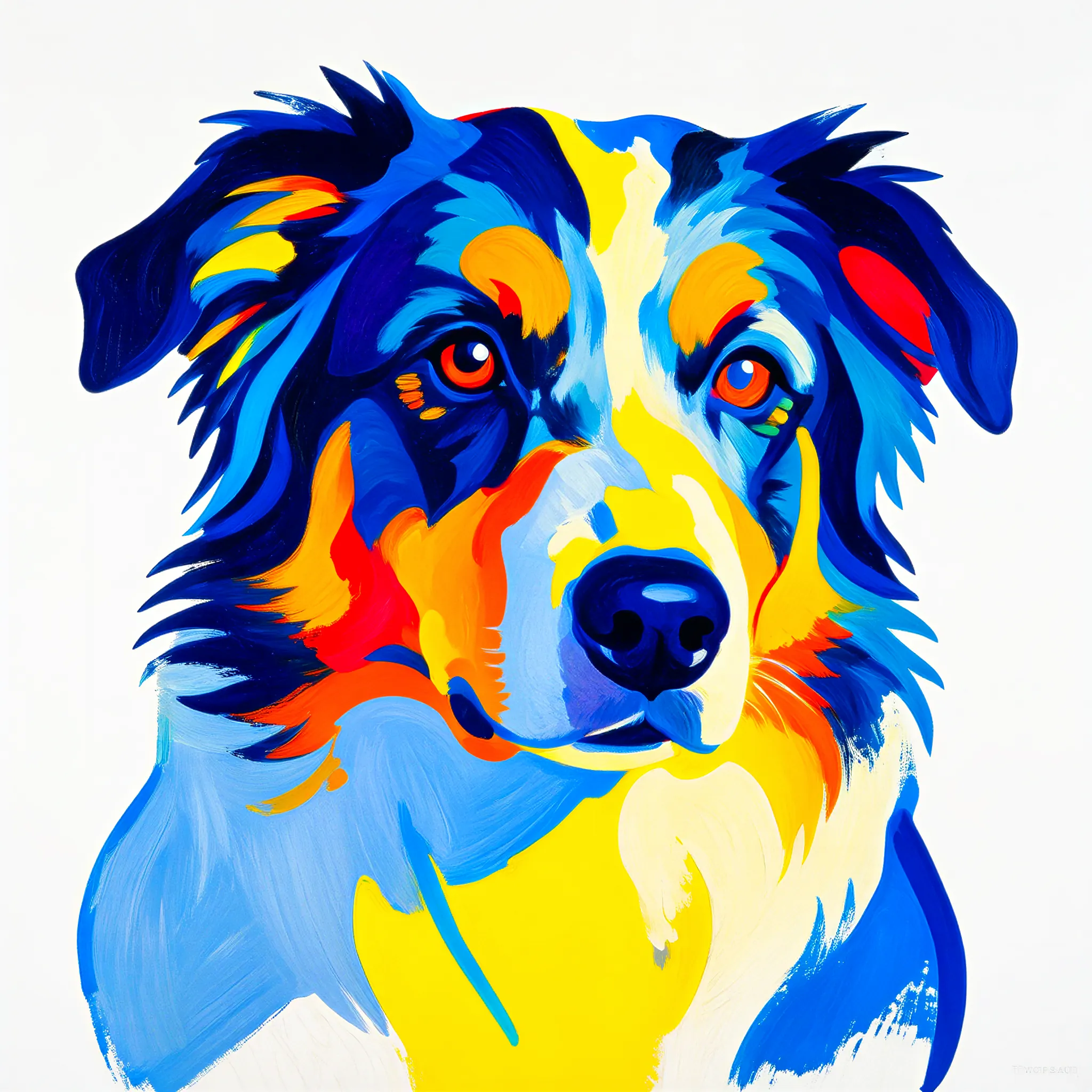 Custom surrealist portrait of an Australian Shepherd