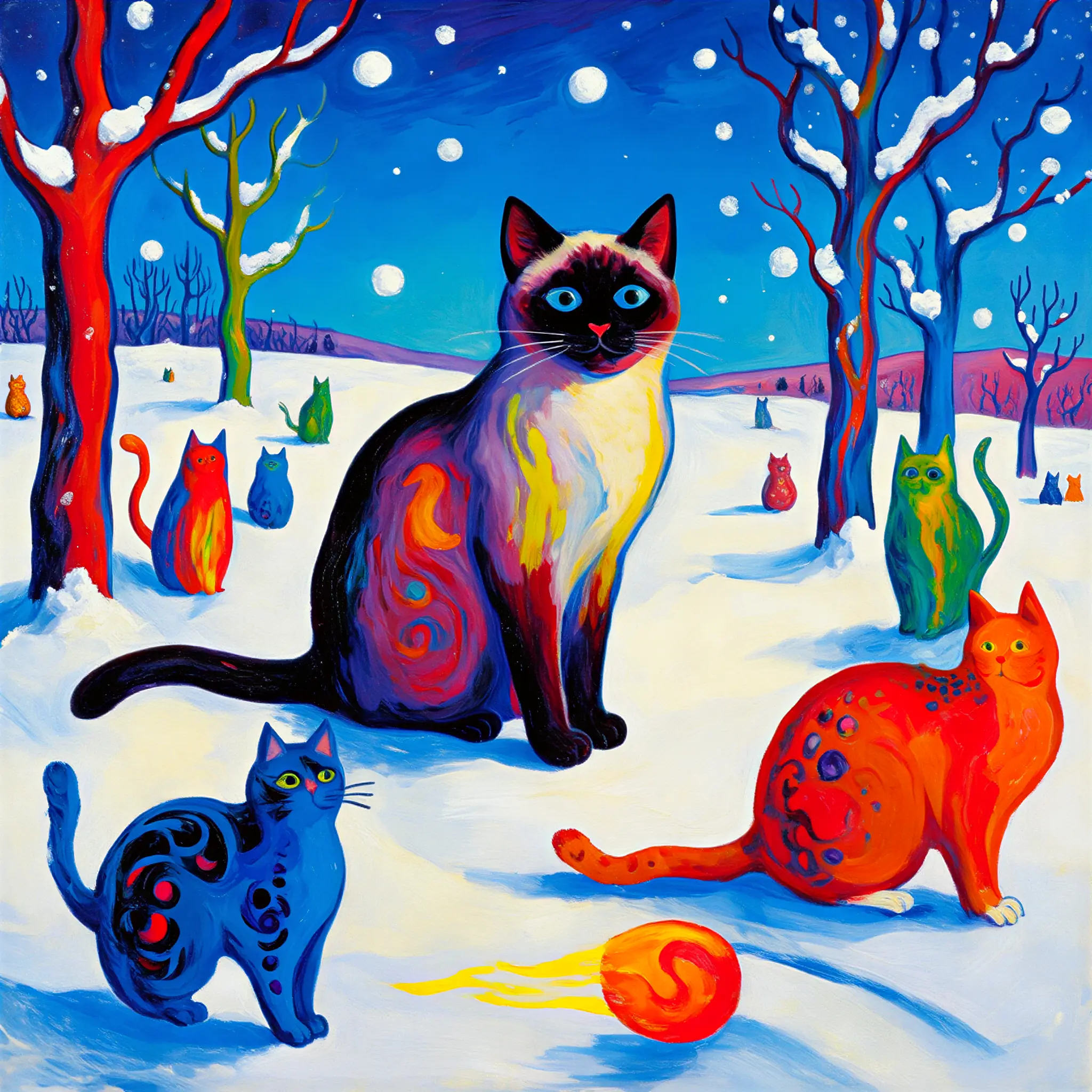 Custom surrealist portrait of a Birman