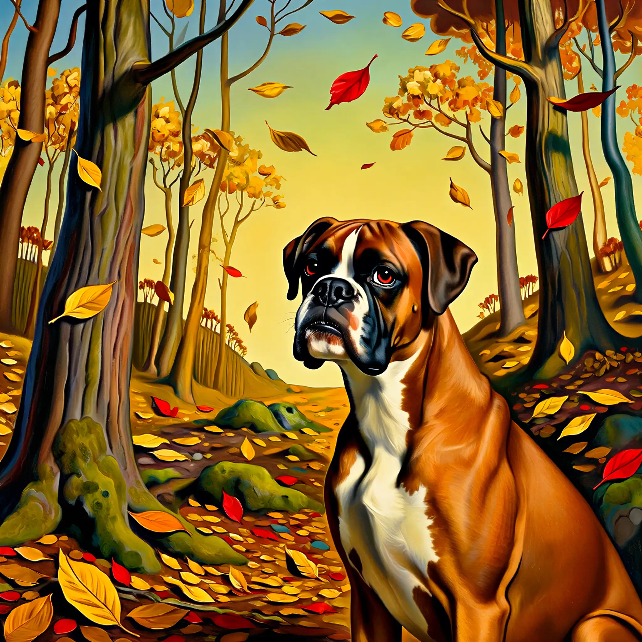 Custom surrealist portrait of a Boxer