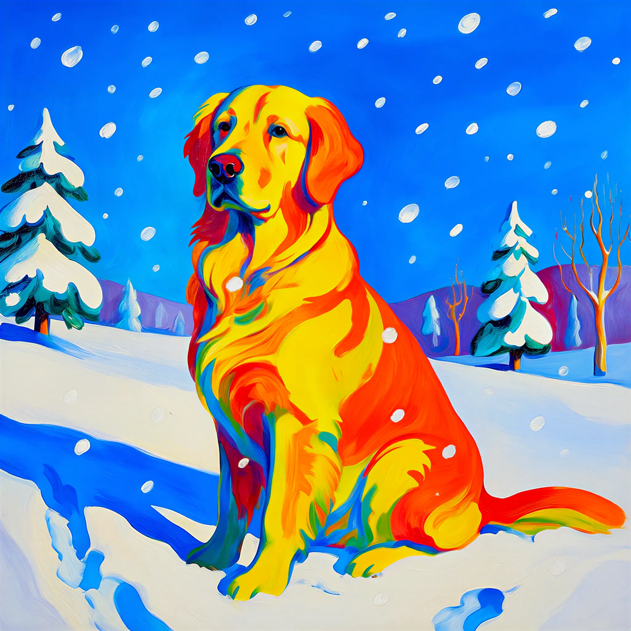 Custom surrealist portrait of a Golden Retriever