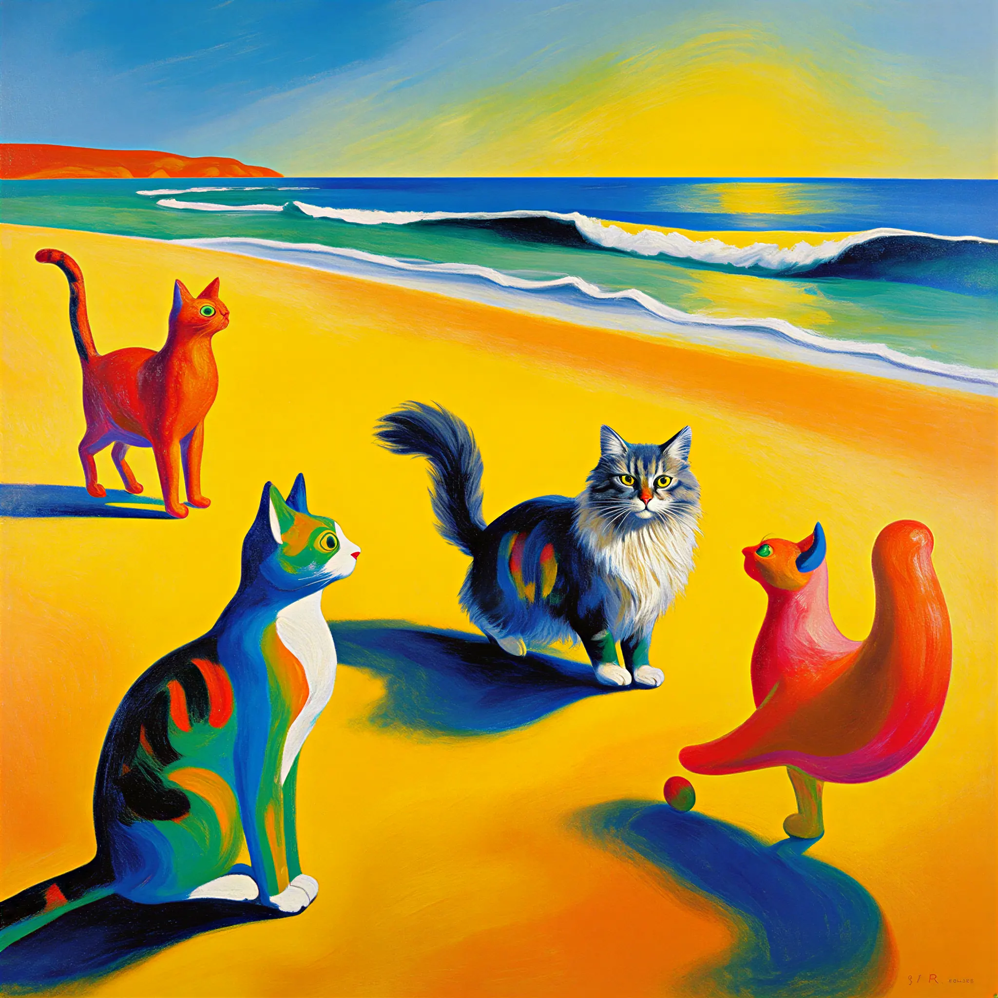 Custom surrealist portrait of a Norwegian Forest Cat