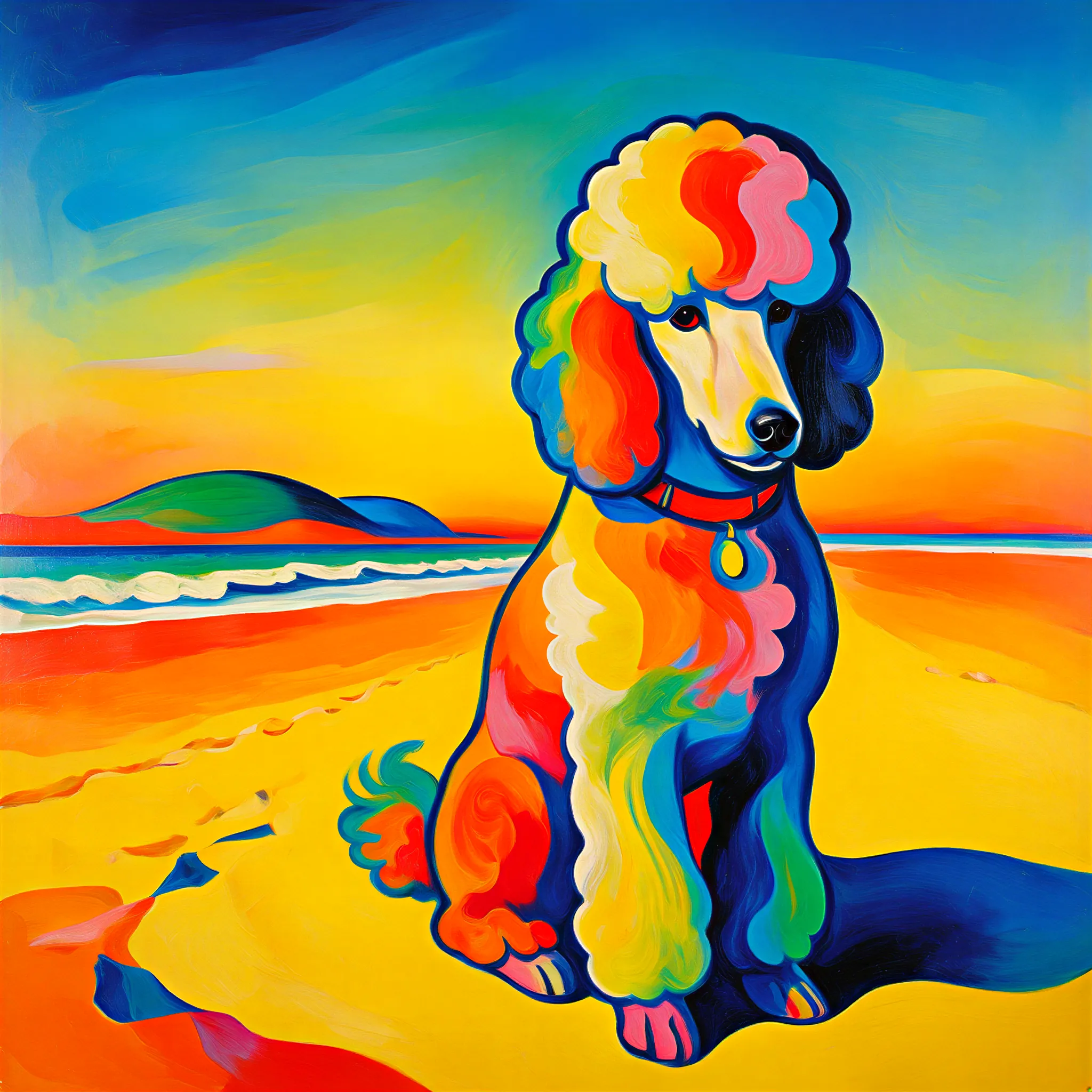 Custom surrealist portrait of a Poodle