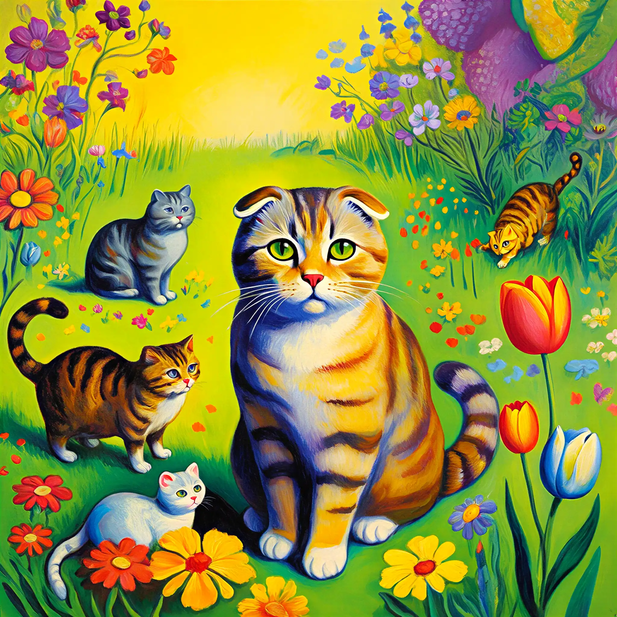 Custom surrealist portrait of a Scottish Fold