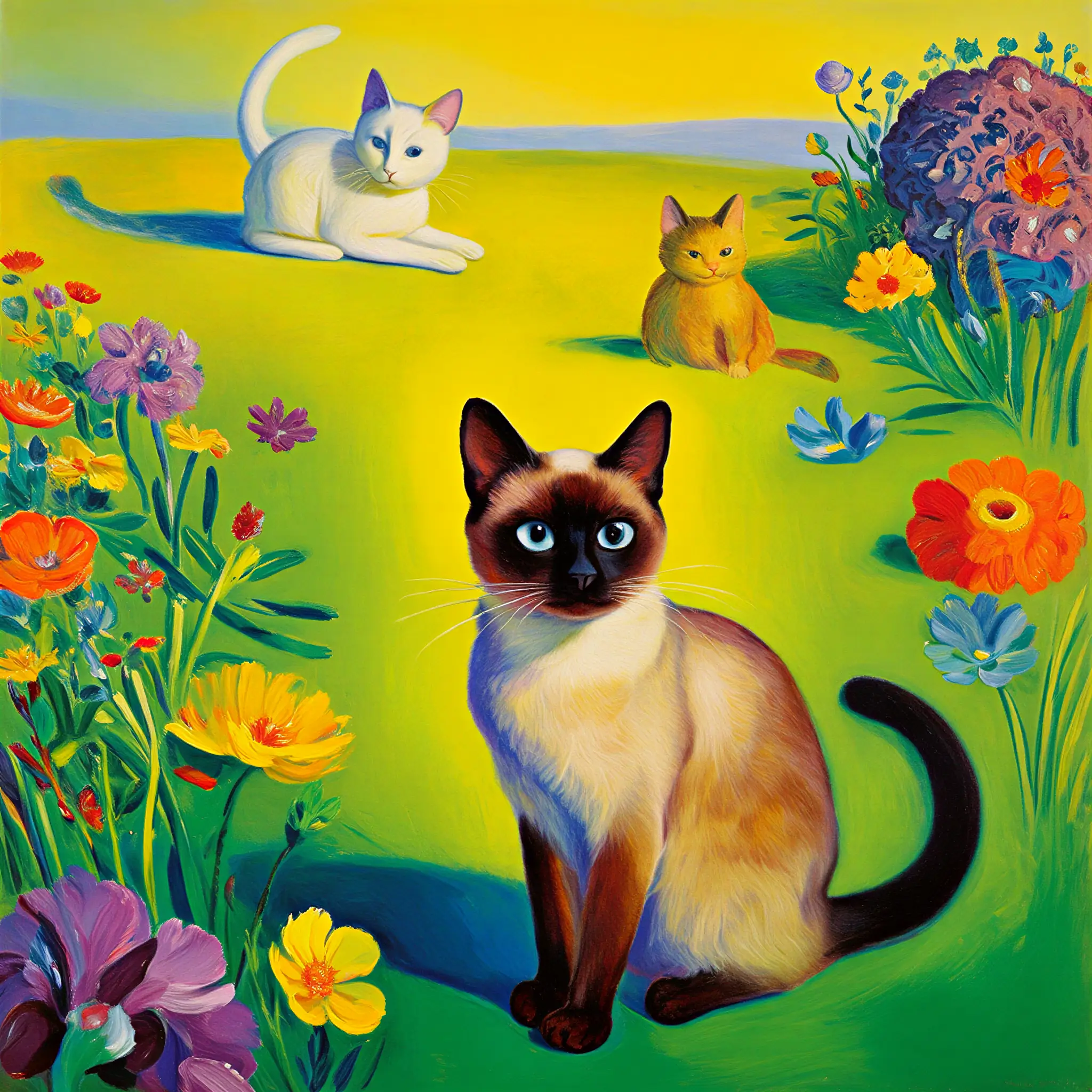 Custom surrealist portrait of a Siamese