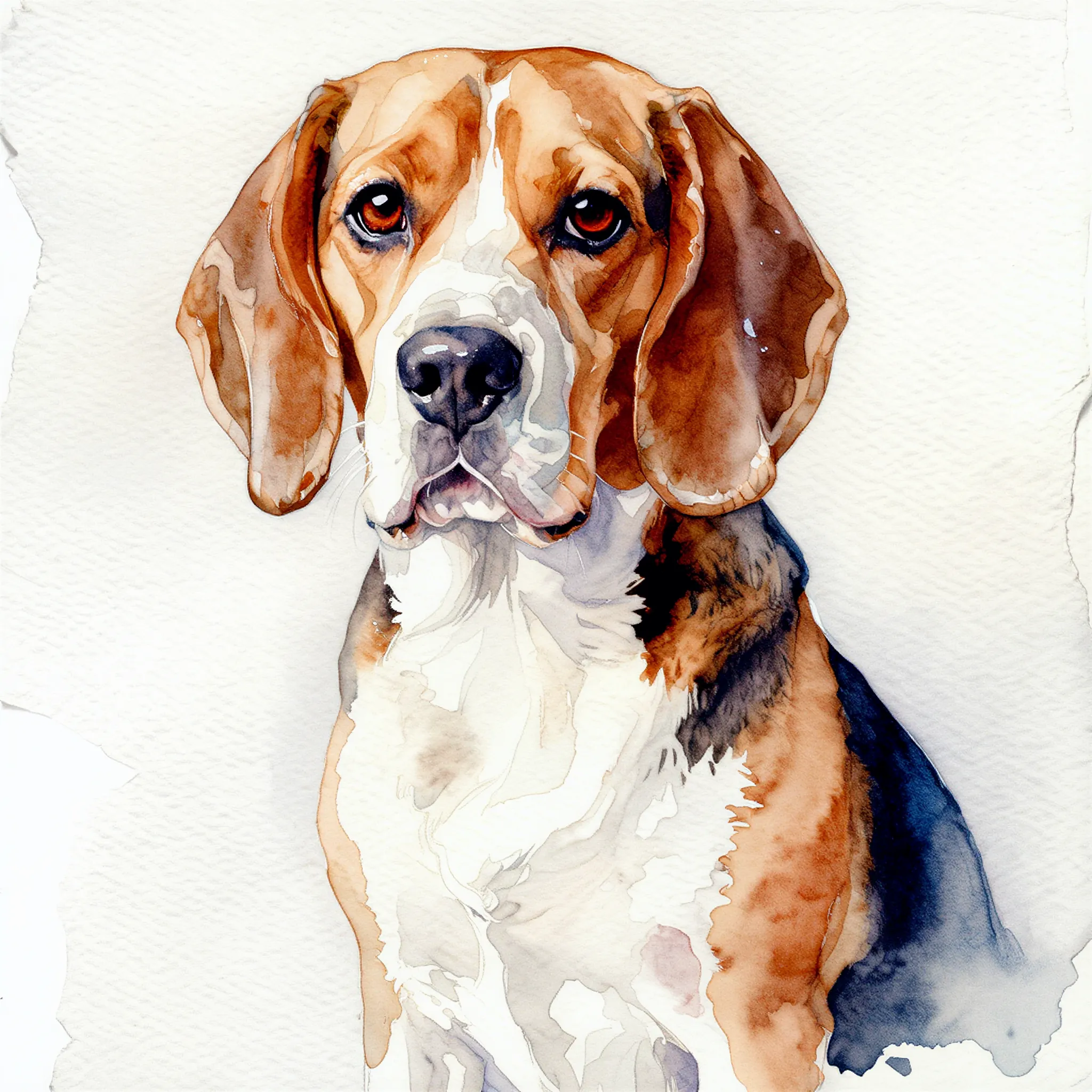 Custom watercolor portrait of a Beagle