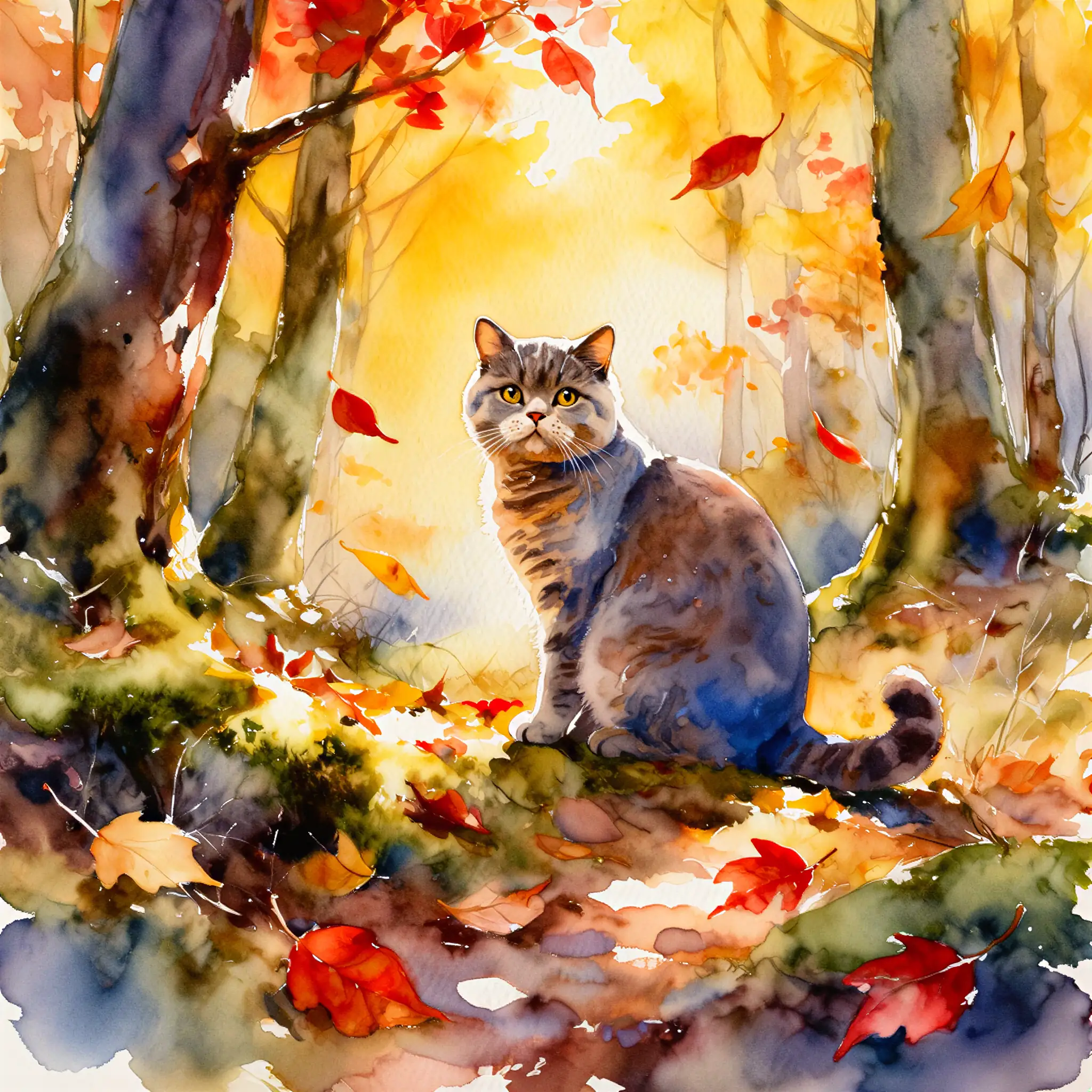 Custom watercolor portrait of a British Shorthair