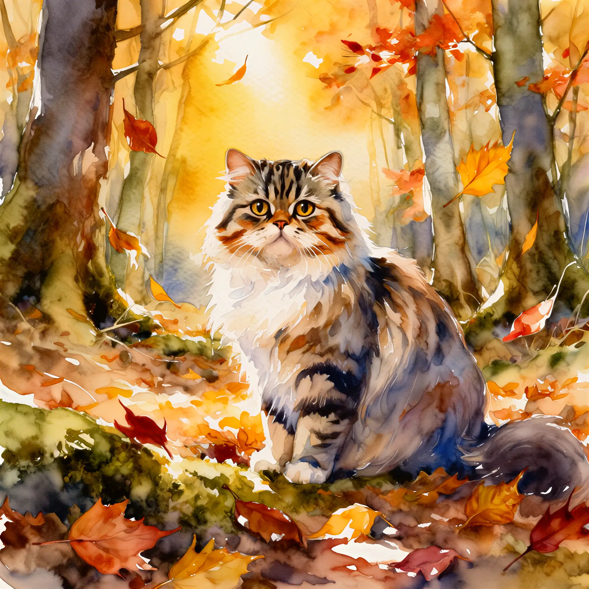 Custom watercolor portrait of an Exotic Shorthair