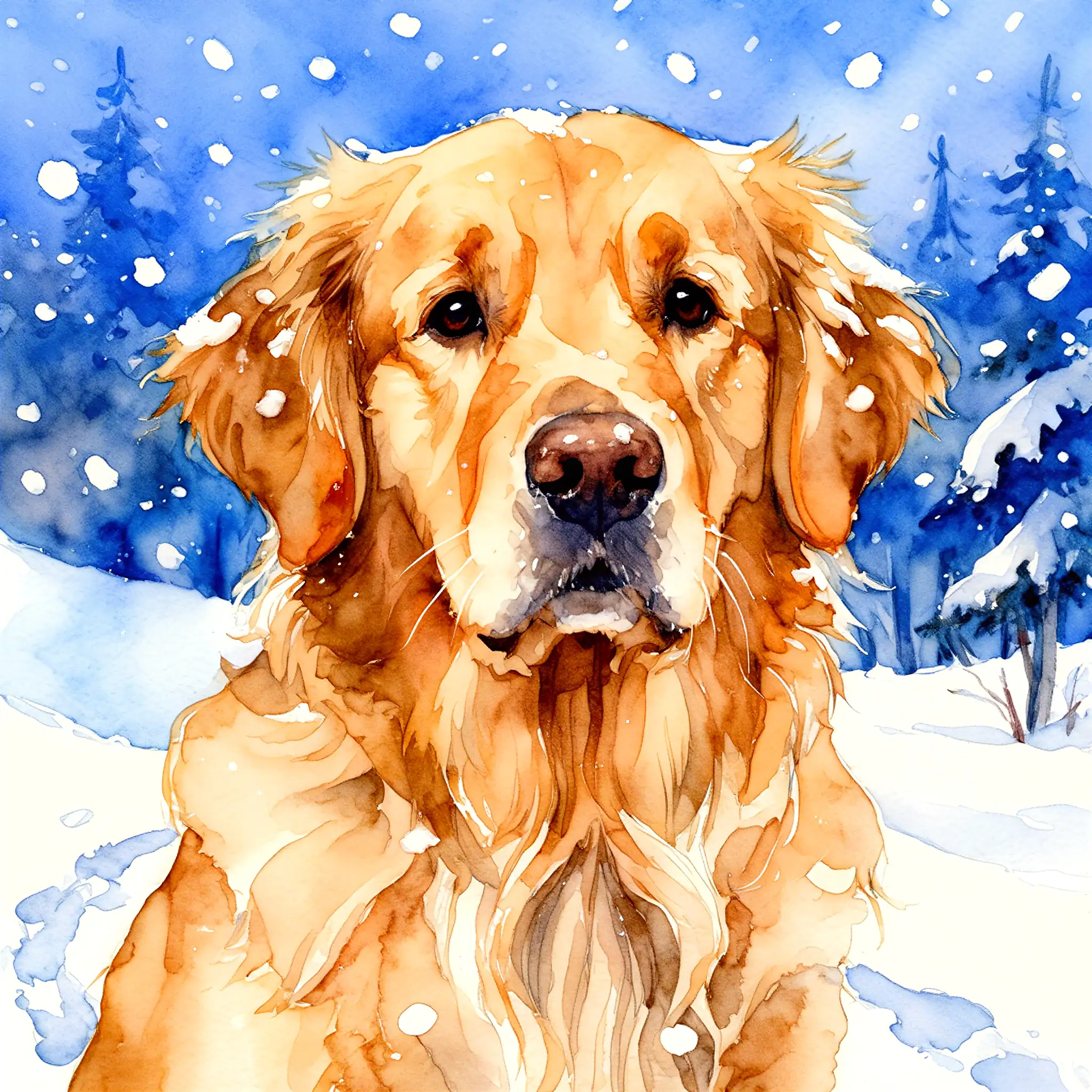 Custom watercolor portrait of a Golden Retriever