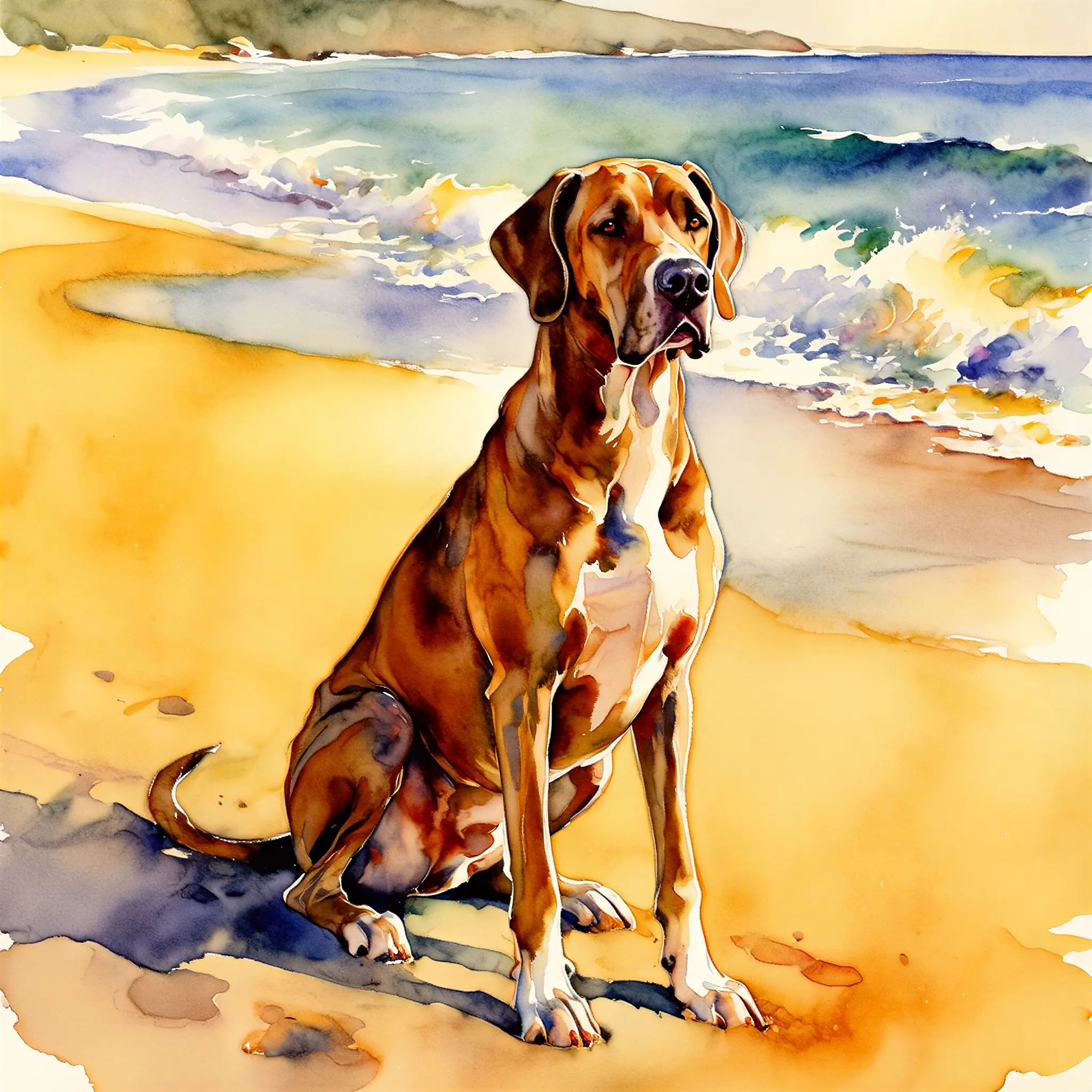 Custom watercolor portrait of a Great Dane