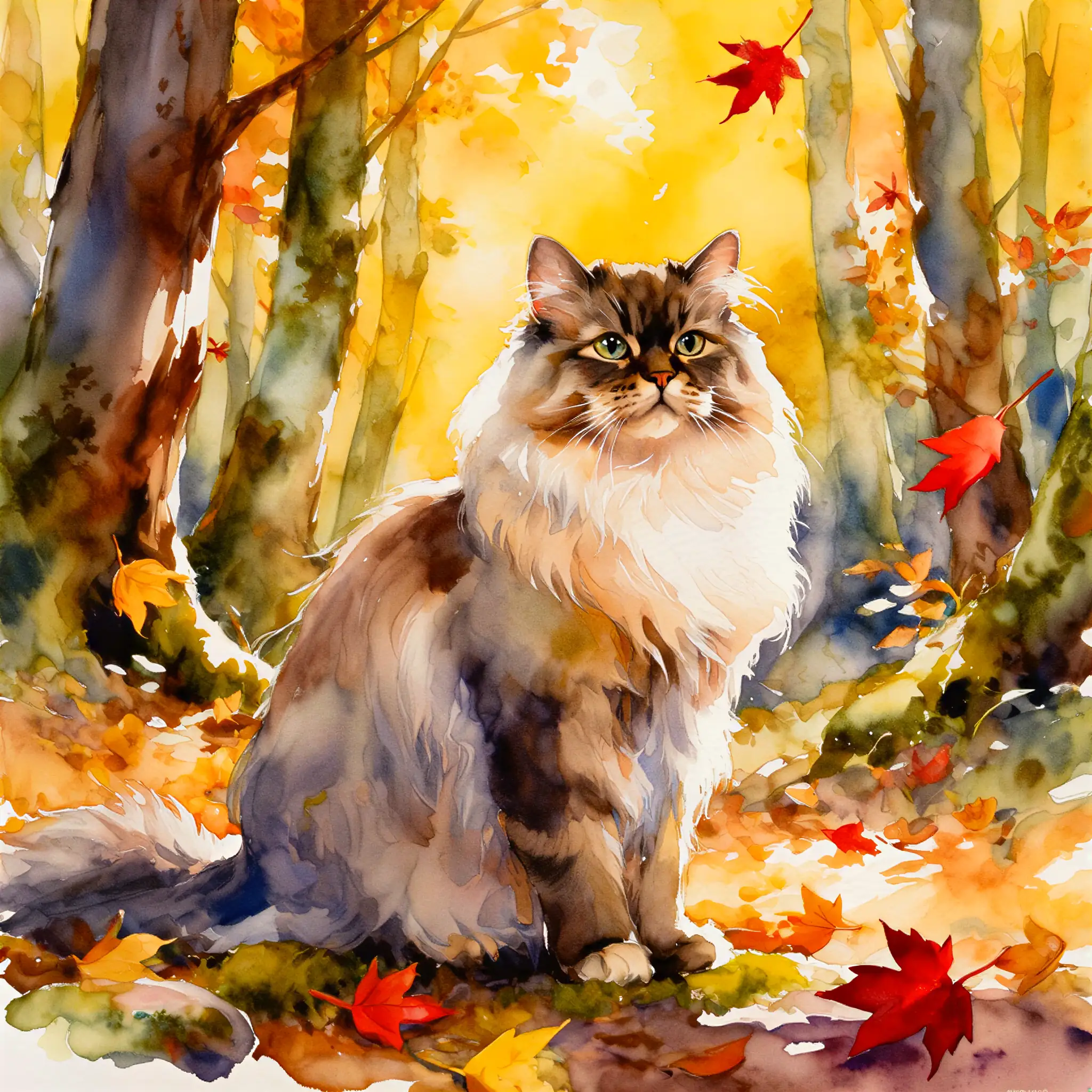 Custom watercolor portrait of a Himalayan