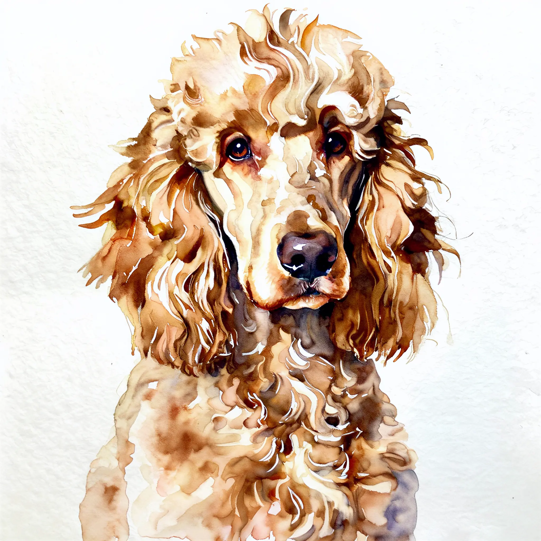 Custom watercolor portrait of a Poodle