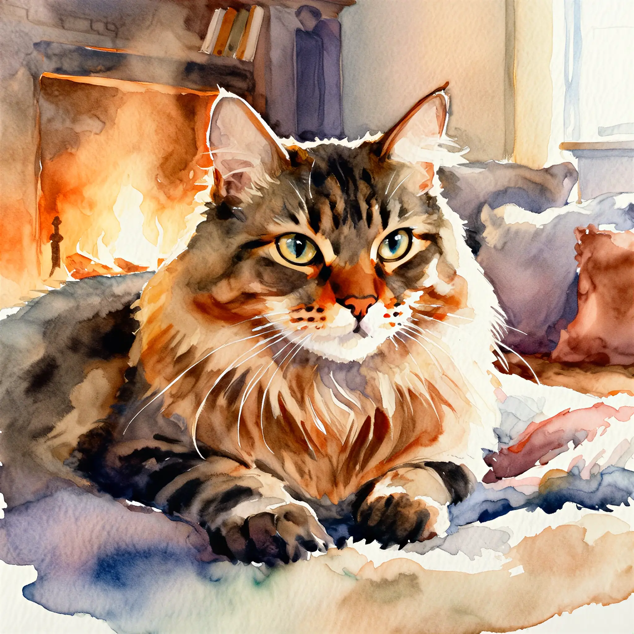Custom watercolor portrait of a Siberian