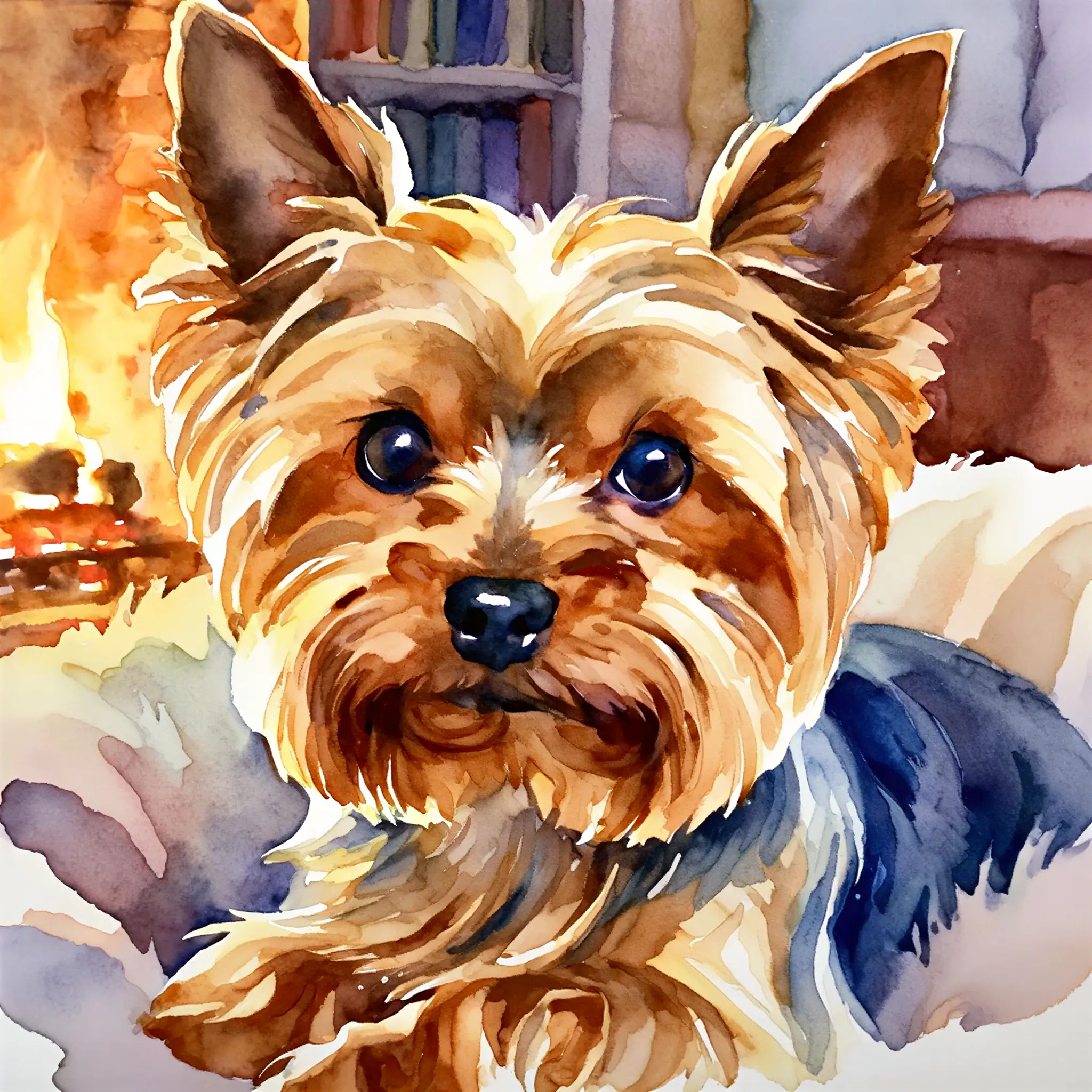 Custom watercolor portrait of a Yorkshire Terrier