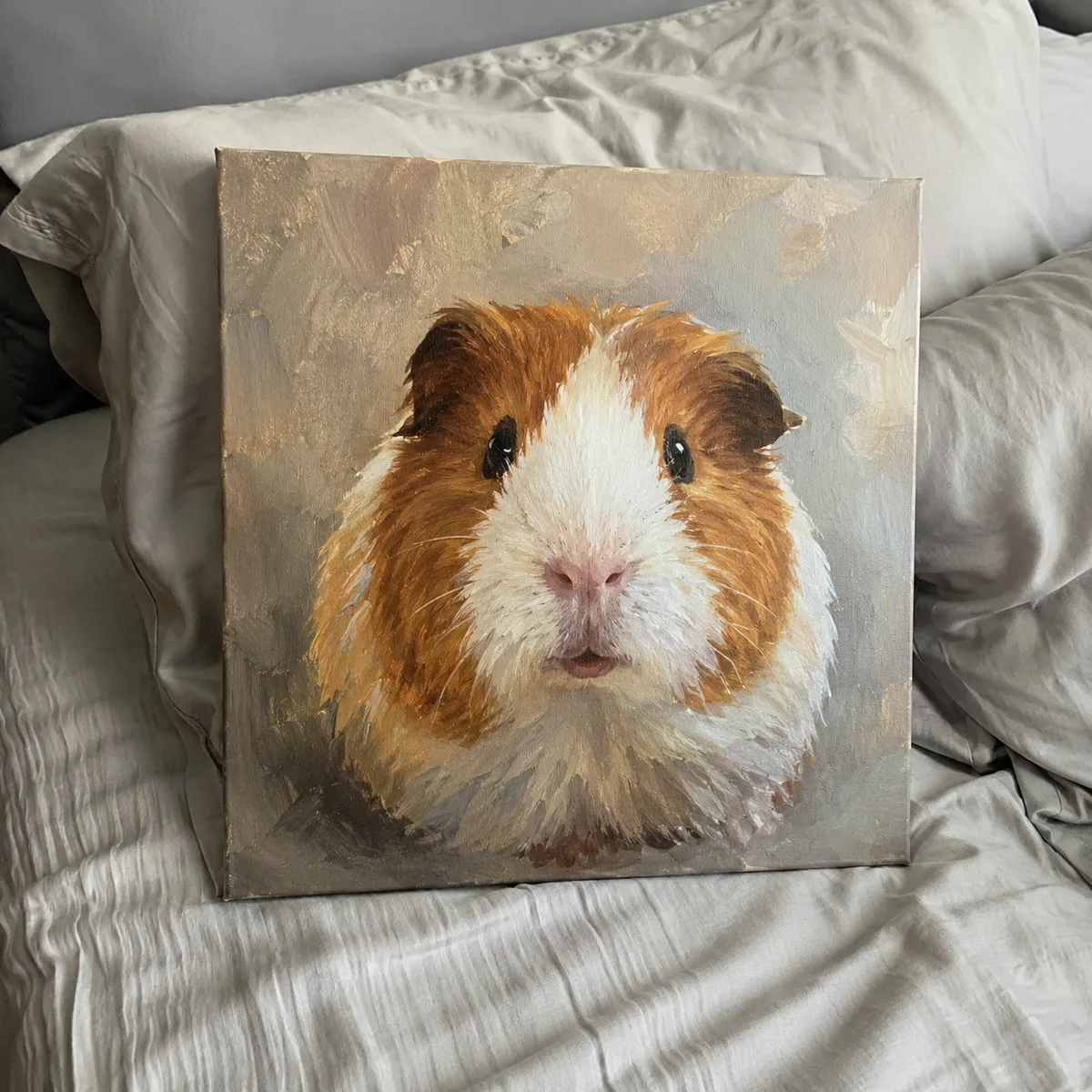 Guinea pig oil painting portrait on canvas